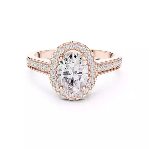 Oval Halo Solitaire Ring 3dm stl renders animation