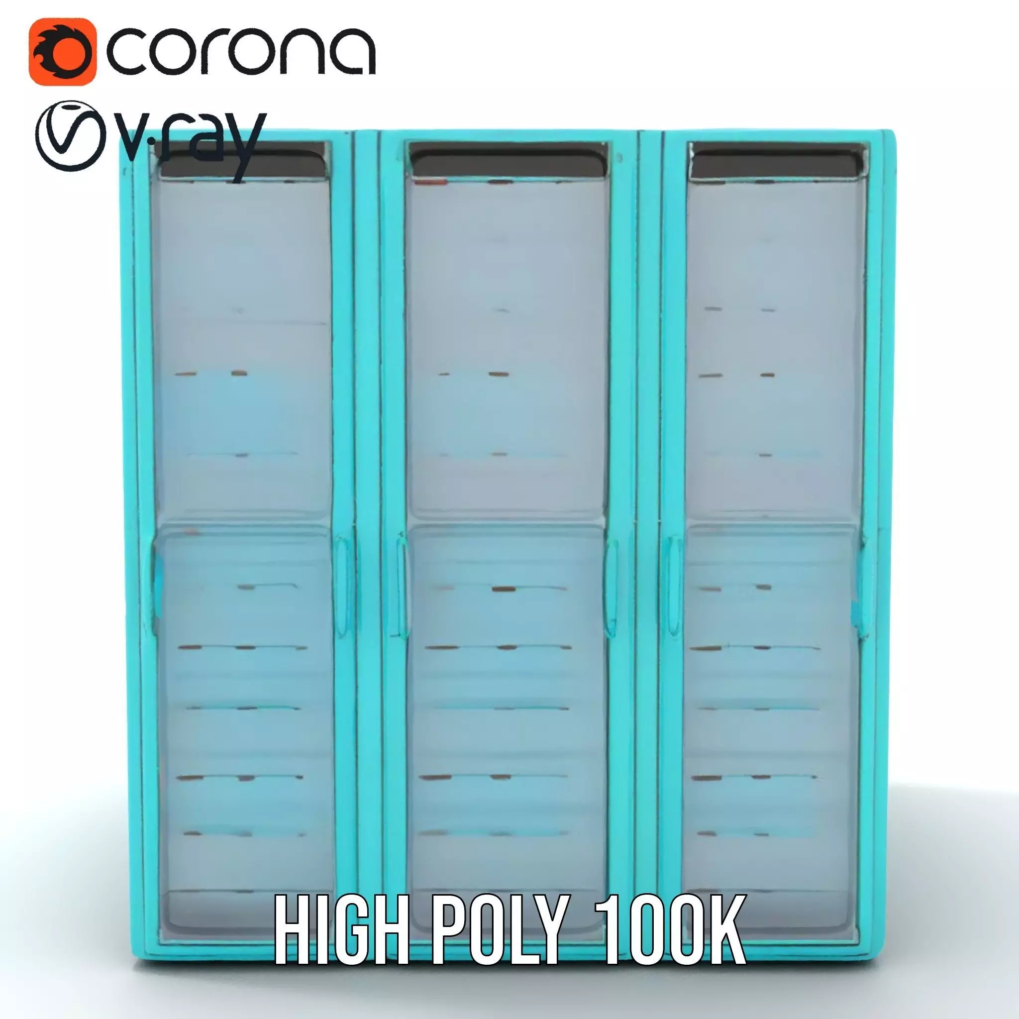 Teal Data Server model pack Low-poly 3D model_18