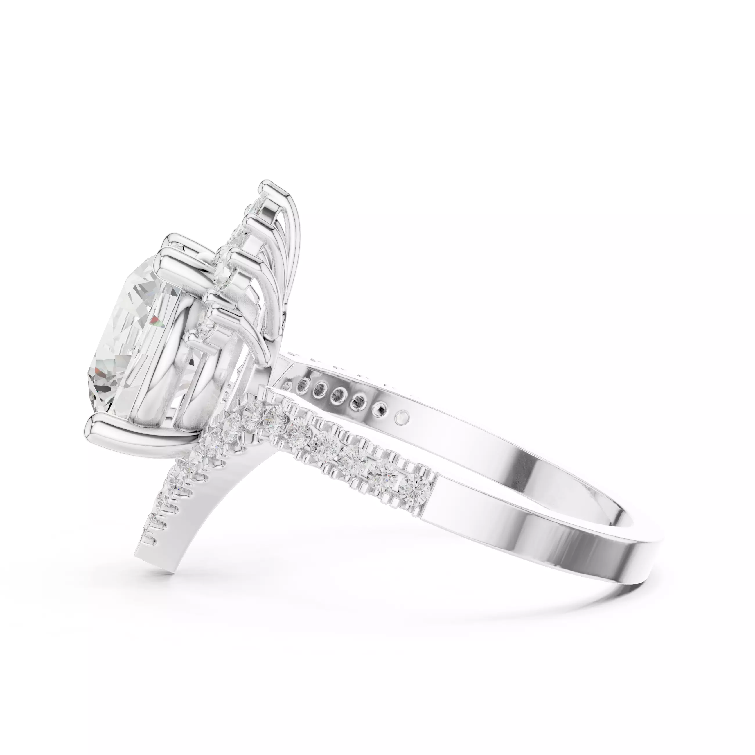 Tiara Solitaire Ring 3dm stl renders animation videos details 3D print model_8