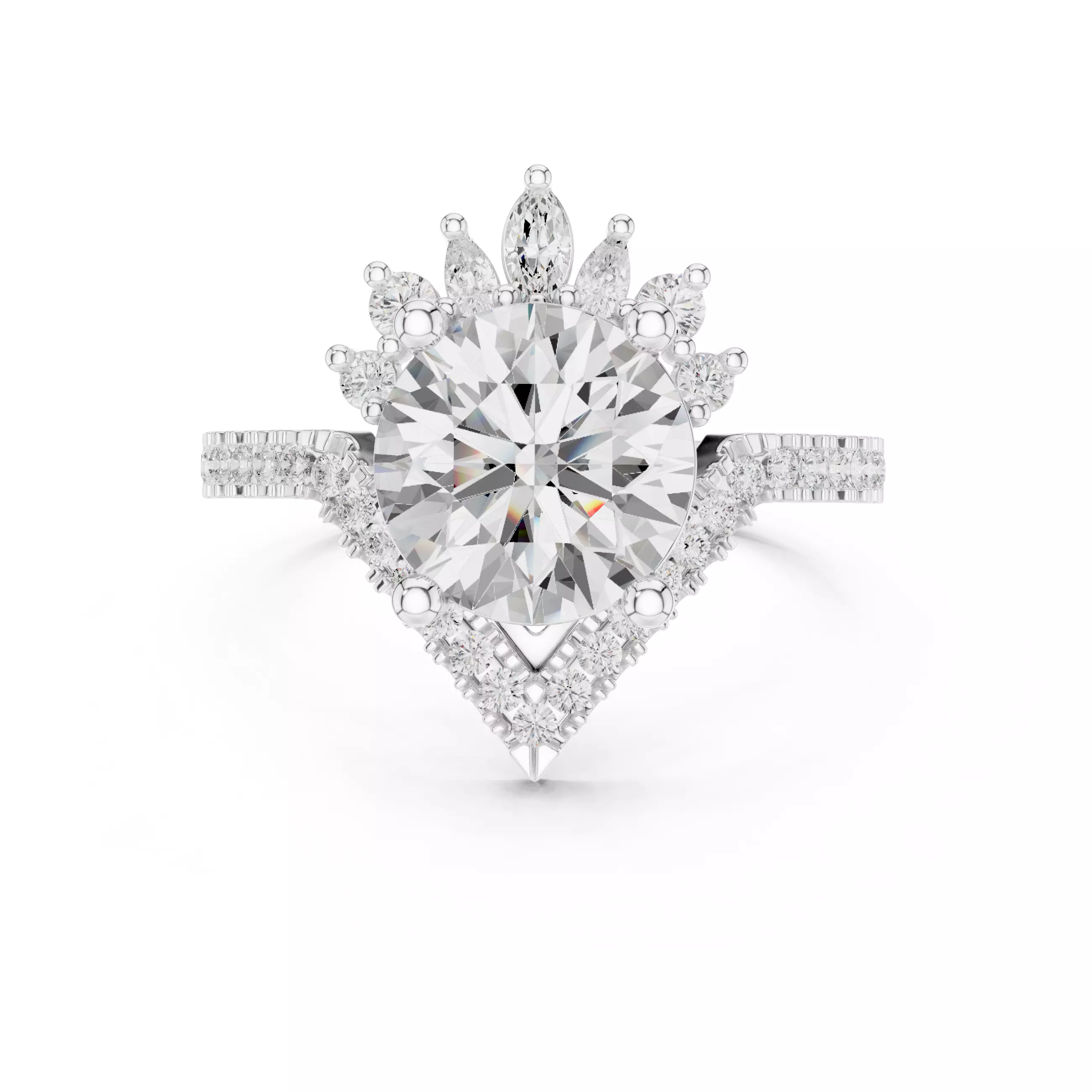 Tiara Solitaire Ring 3dm stl renders animation videos details 3D print model_9