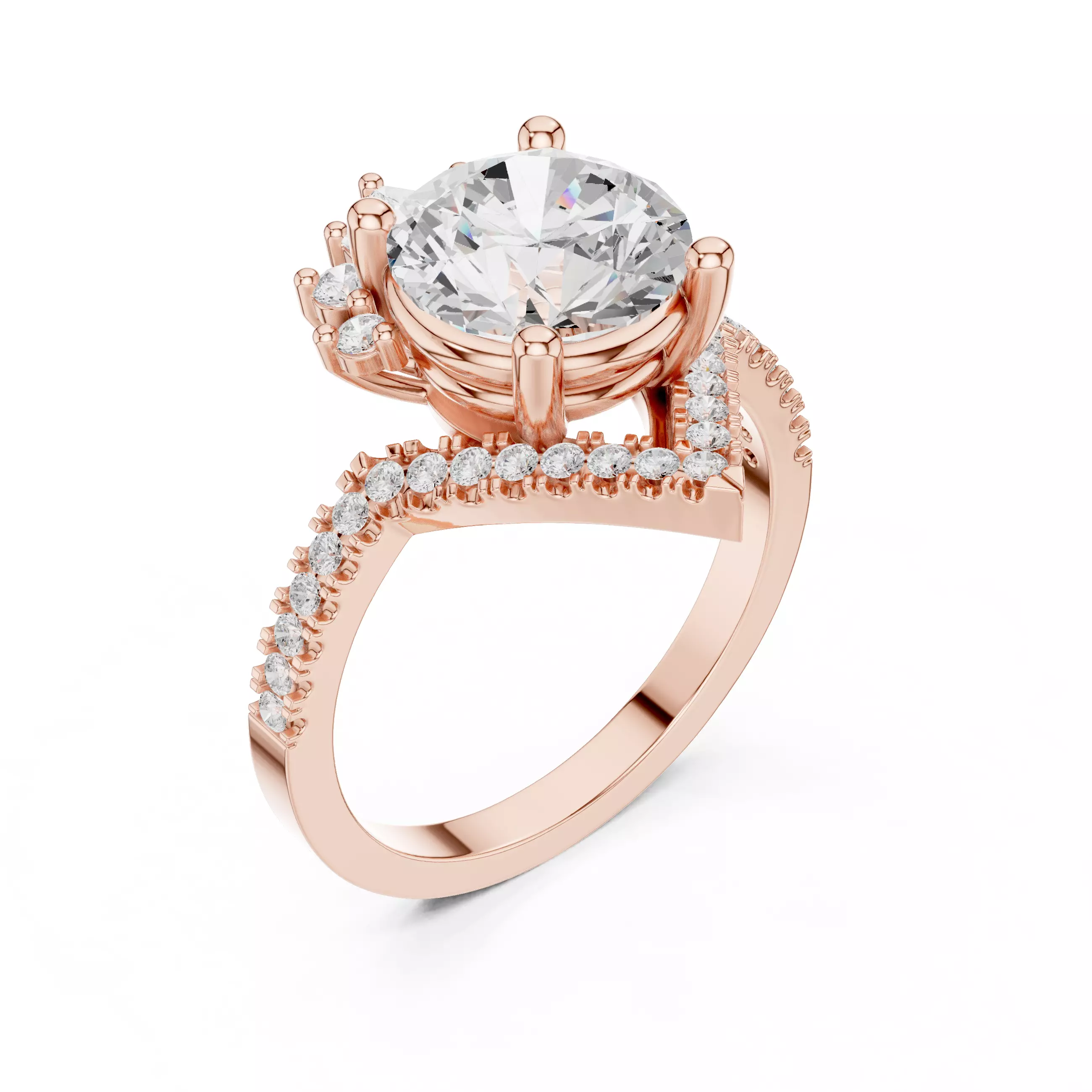 Tiara Solitaire Ring 3dm stl renders animation videos details 3D print model_4