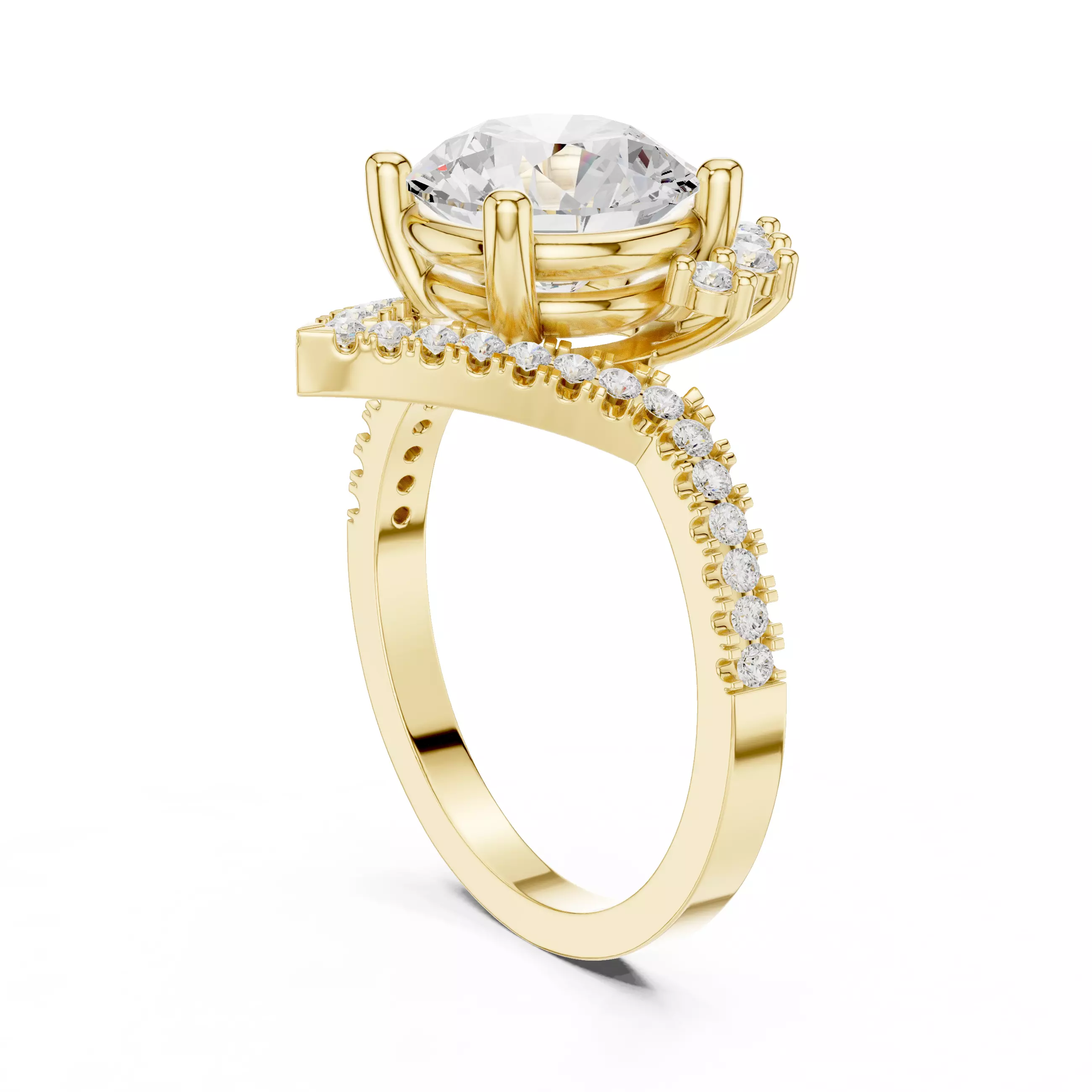Tiara Solitaire Ring 3dm stl renders animation videos details 3D print model_10