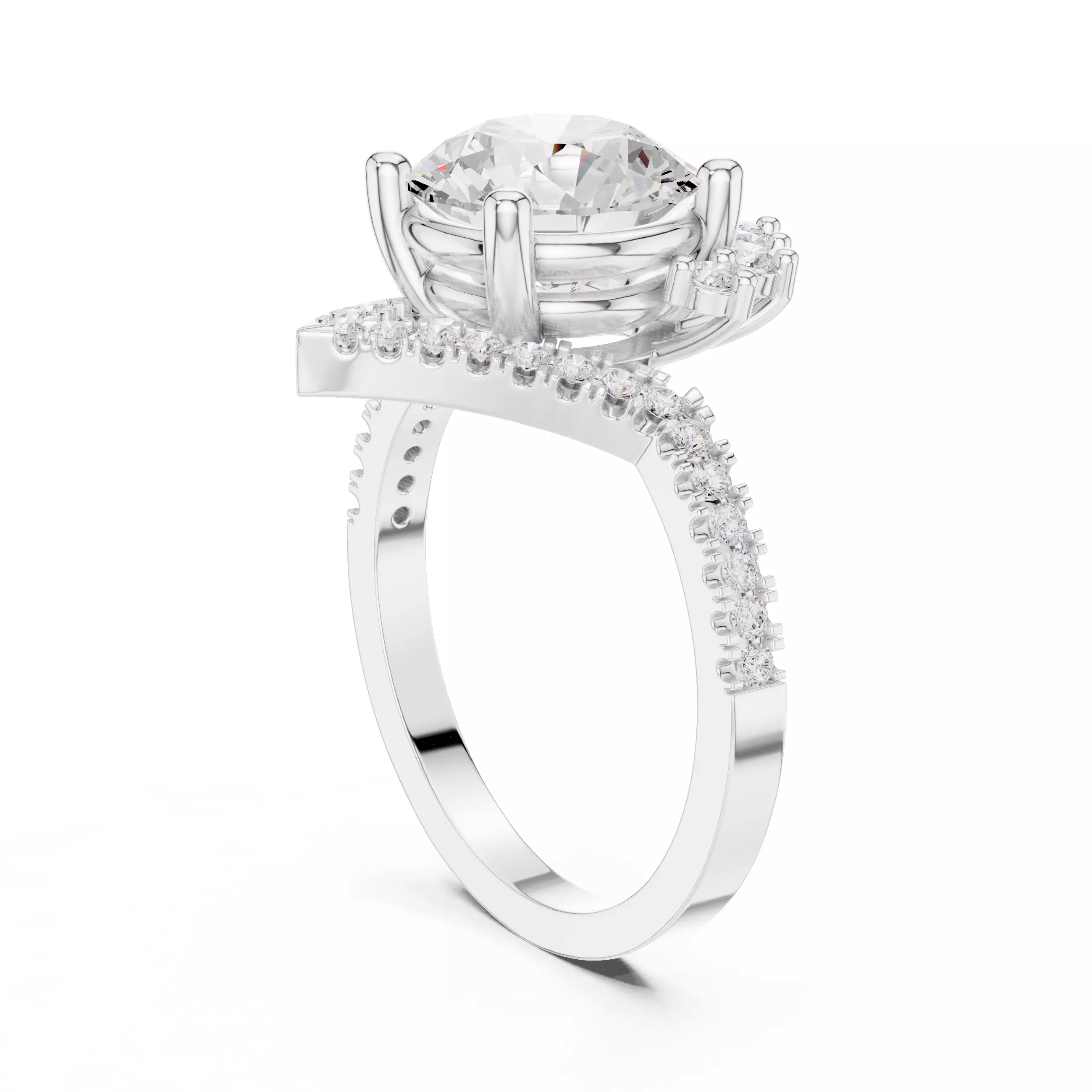 Tiara Solitaire Ring 3dm stl renders animation videos details 3D print model_6