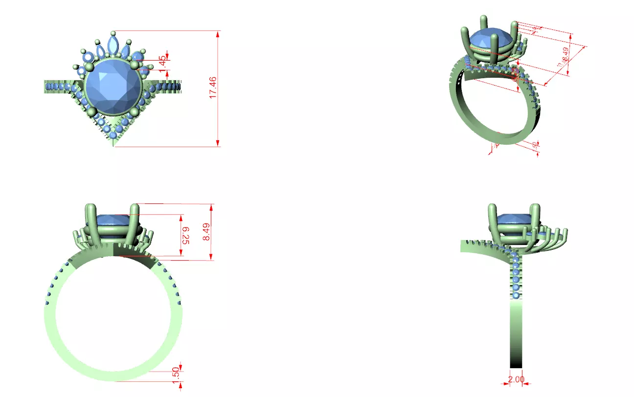 Tiara Solitaire Ring 3dm stl renders animation videos details 3D print model_1
