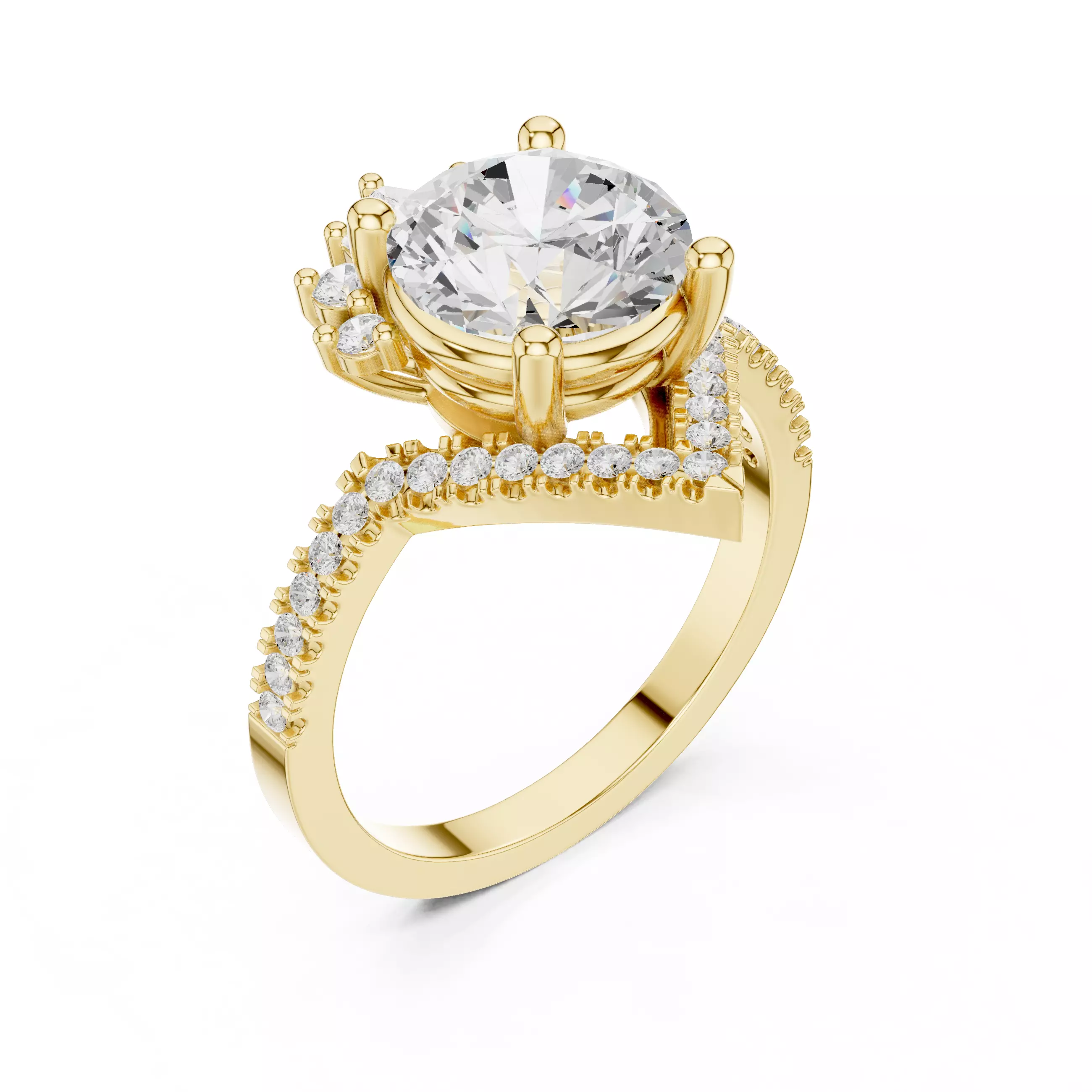 Tiara Solitaire Ring 3dm stl renders animation videos details 3D print model_11