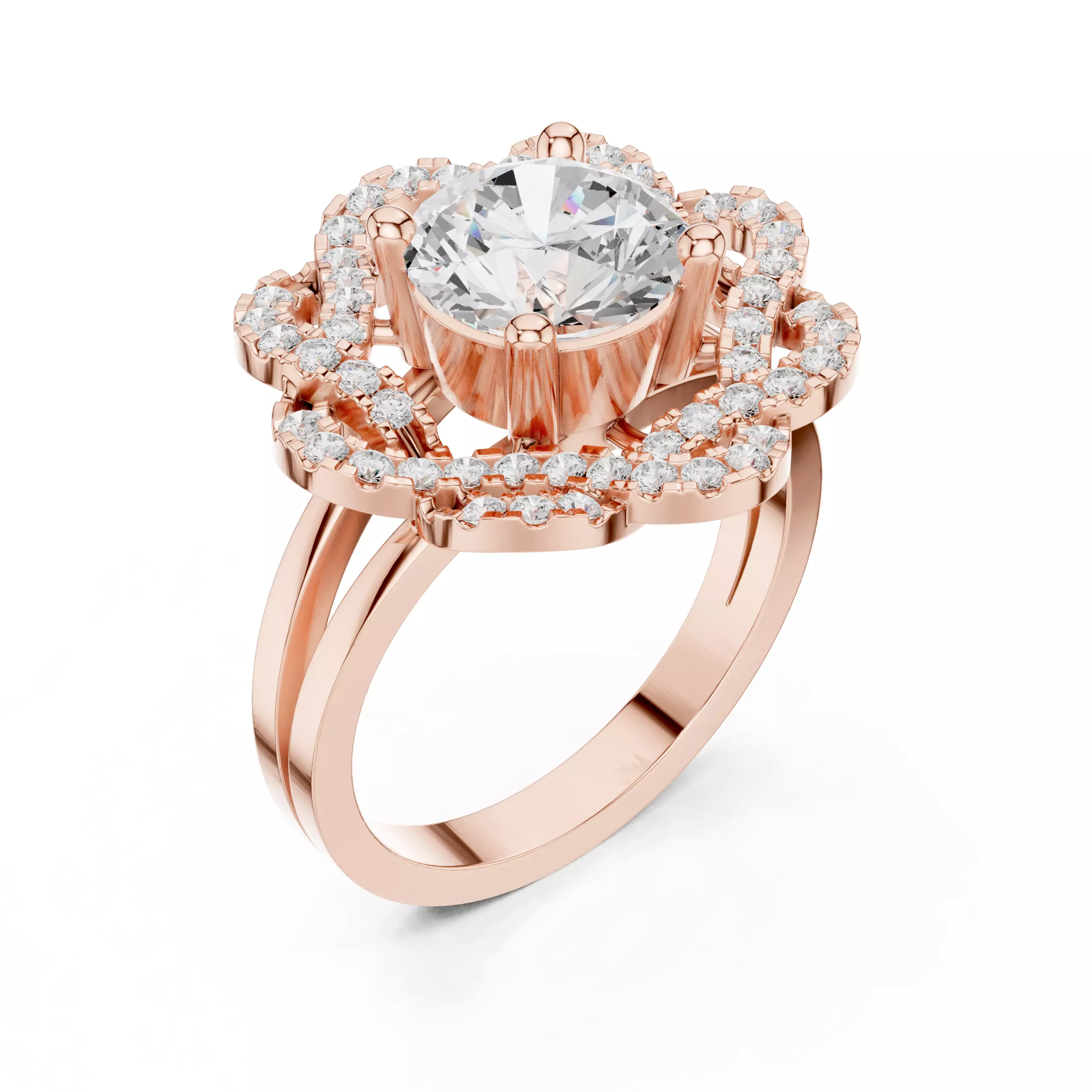 Flower Solitaire Ring 3dm stl renders animation videos details 3D print model_4