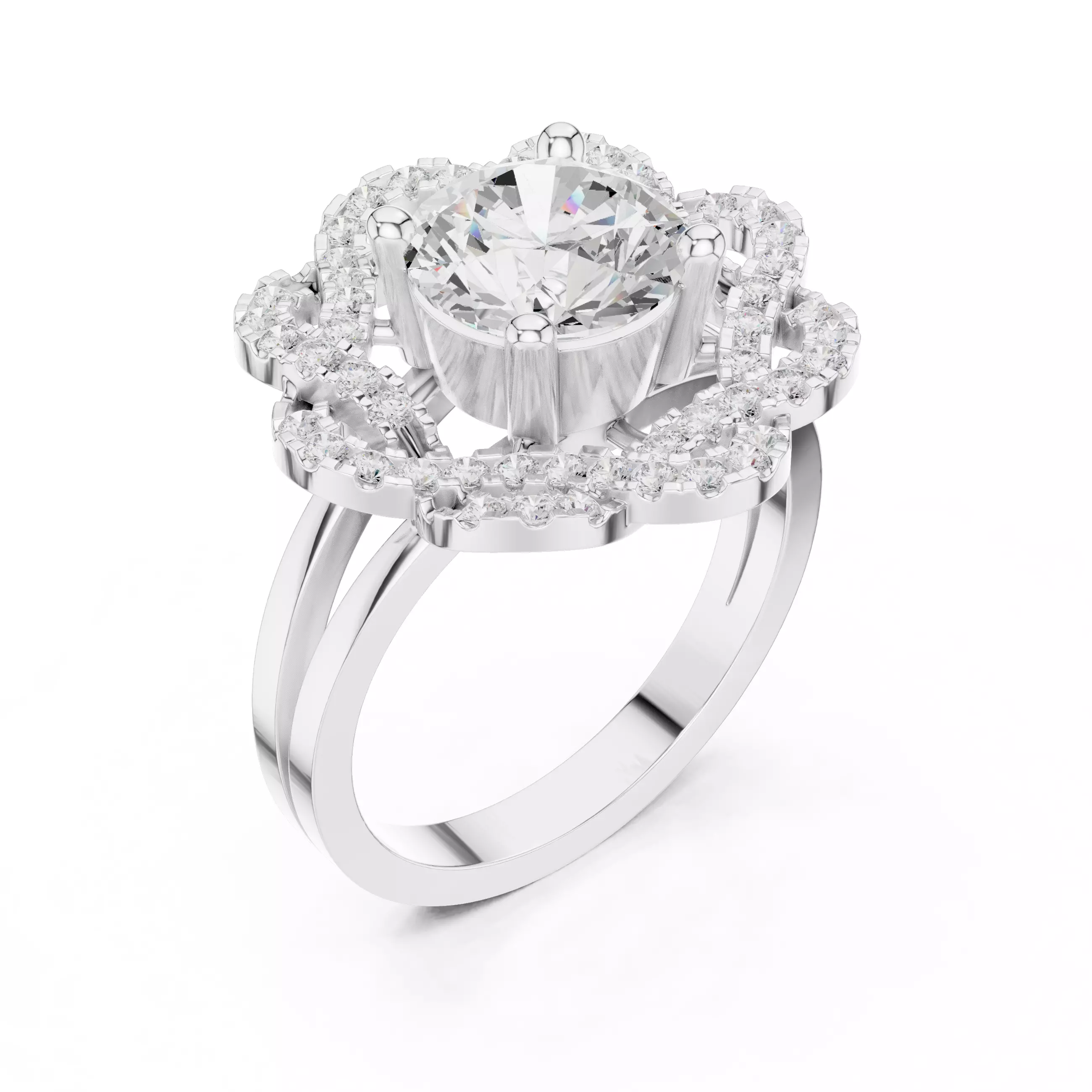 Flower Solitaire Ring 3dm stl renders animation videos details 3D print model_7