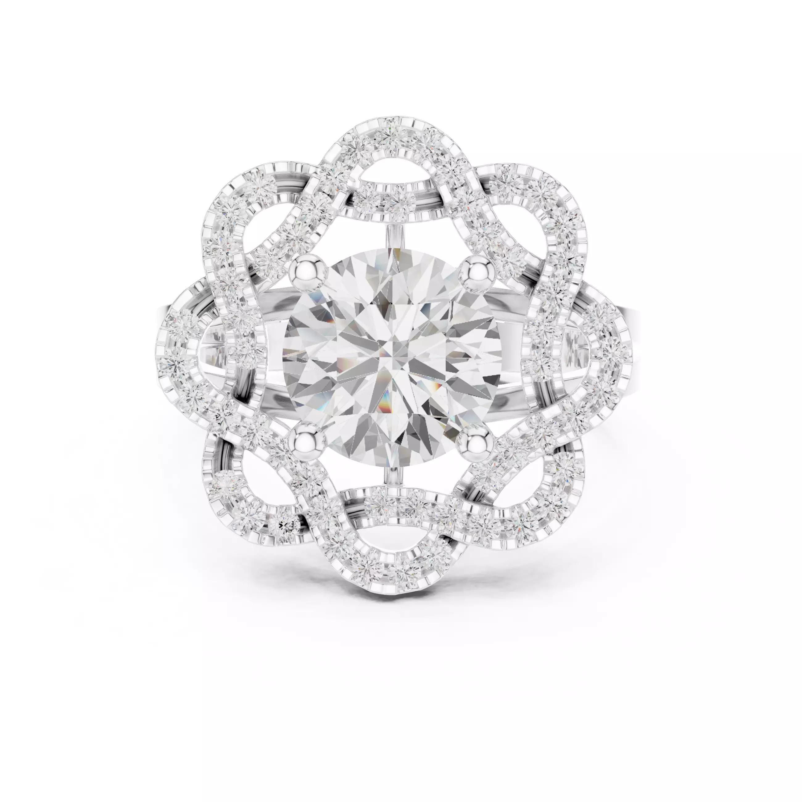 Flower Solitaire Ring 3dm stl renders animation videos details 3D print model_9