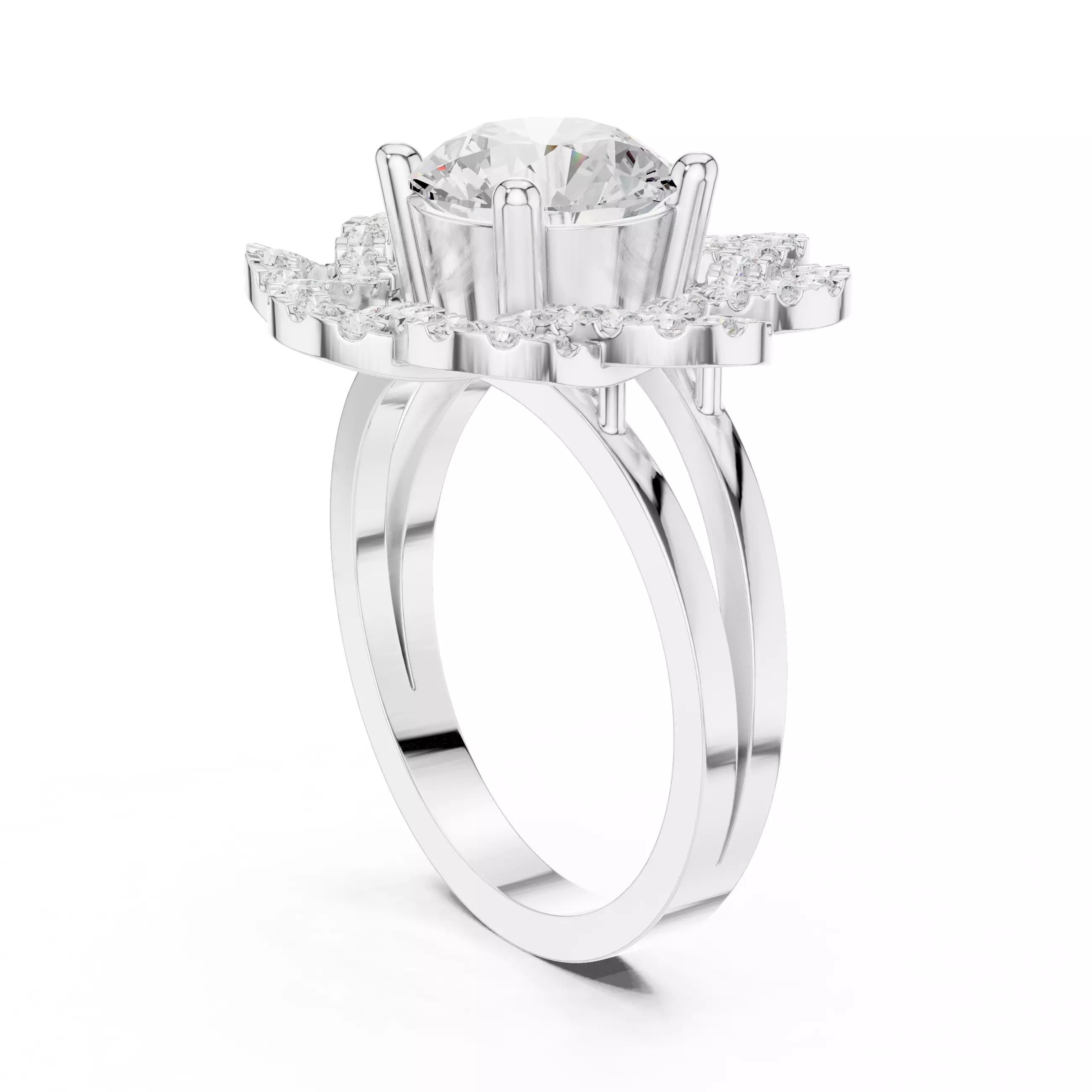 Flower Solitaire Ring 3dm stl renders animation videos details 3D print model_6