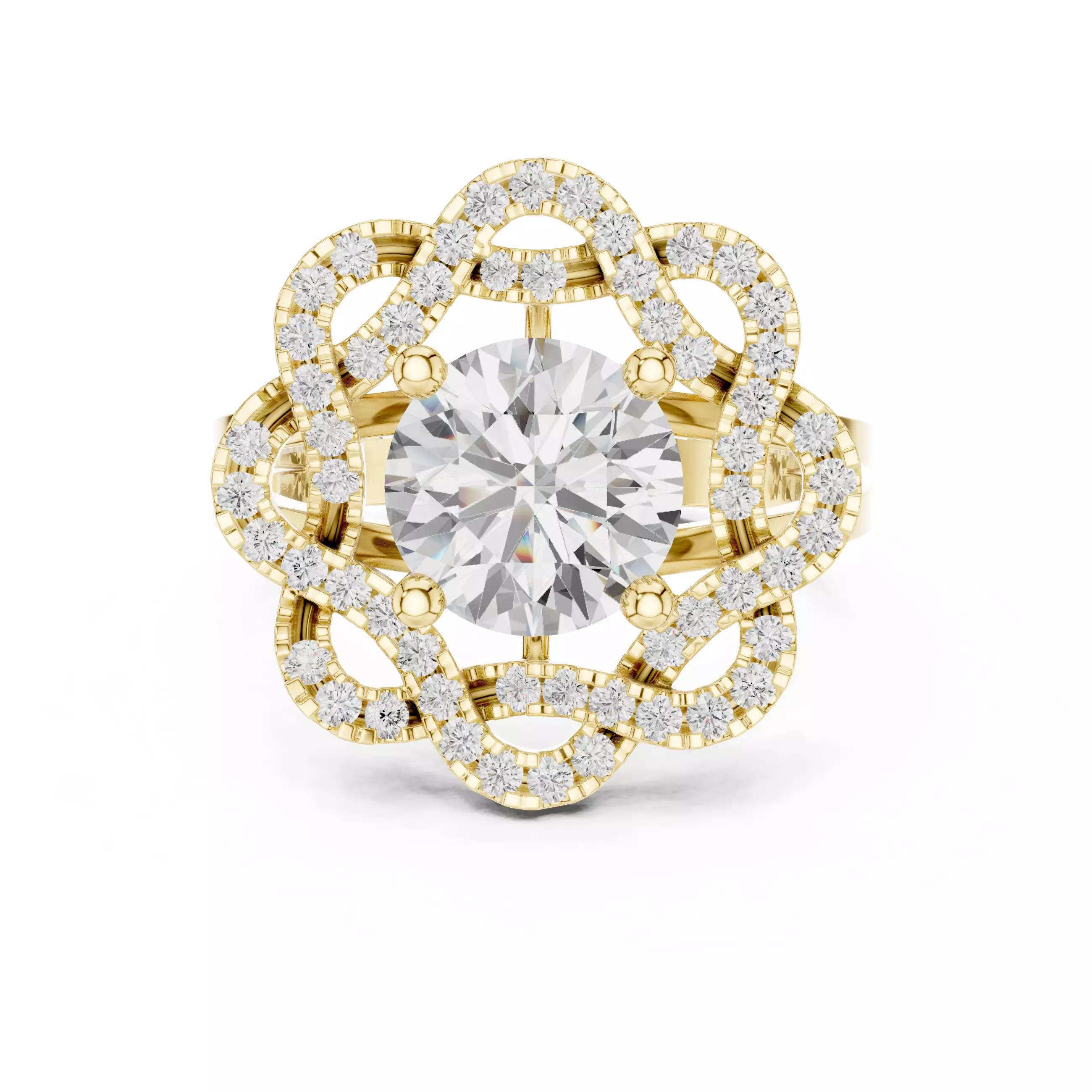 Flower Solitaire Ring 3dm stl renders animation videos details 3D print model_13