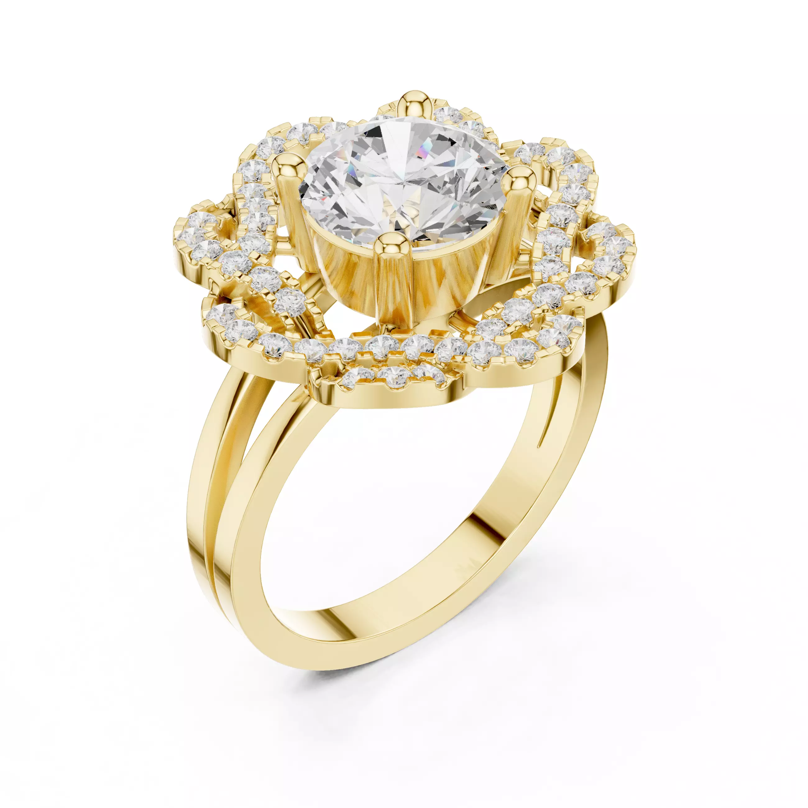 Flower Solitaire Ring 3dm stl renders animation videos details 3D print model_11