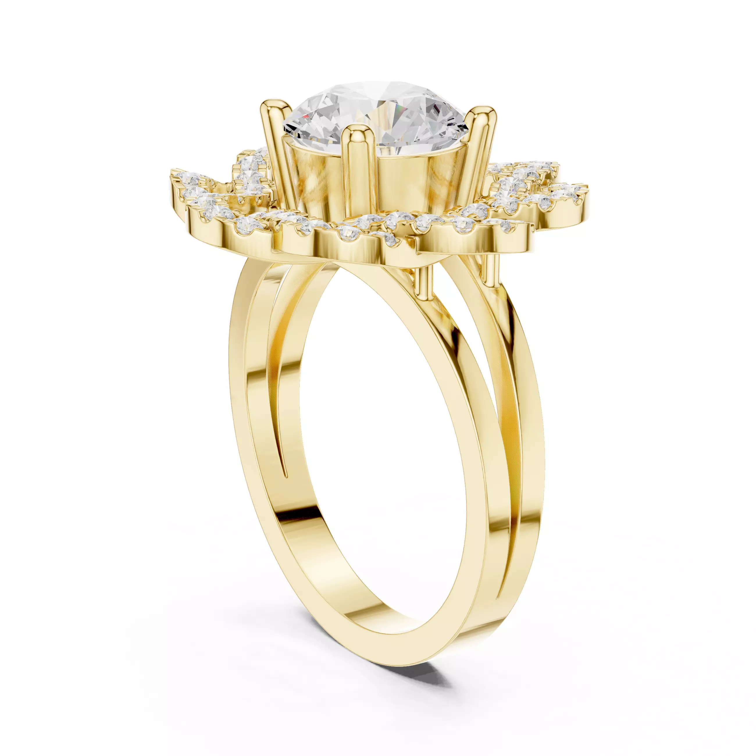 Flower Solitaire Ring 3dm stl renders animation videos details 3D print model_10
