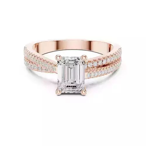 Emerald Dual Wire Solitaire Ring 3dm stl renders animation video