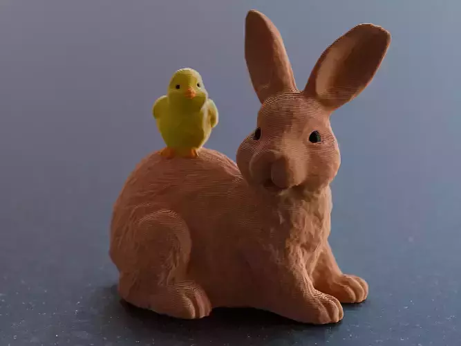 Bunny with Chick on Back STL