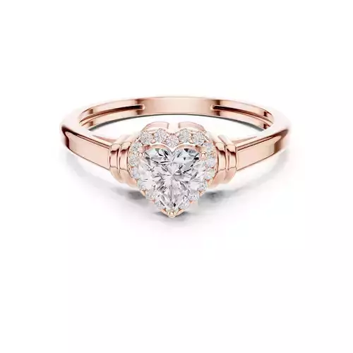 Heart Halo Solitaire Ring 3dm stl renders animation
