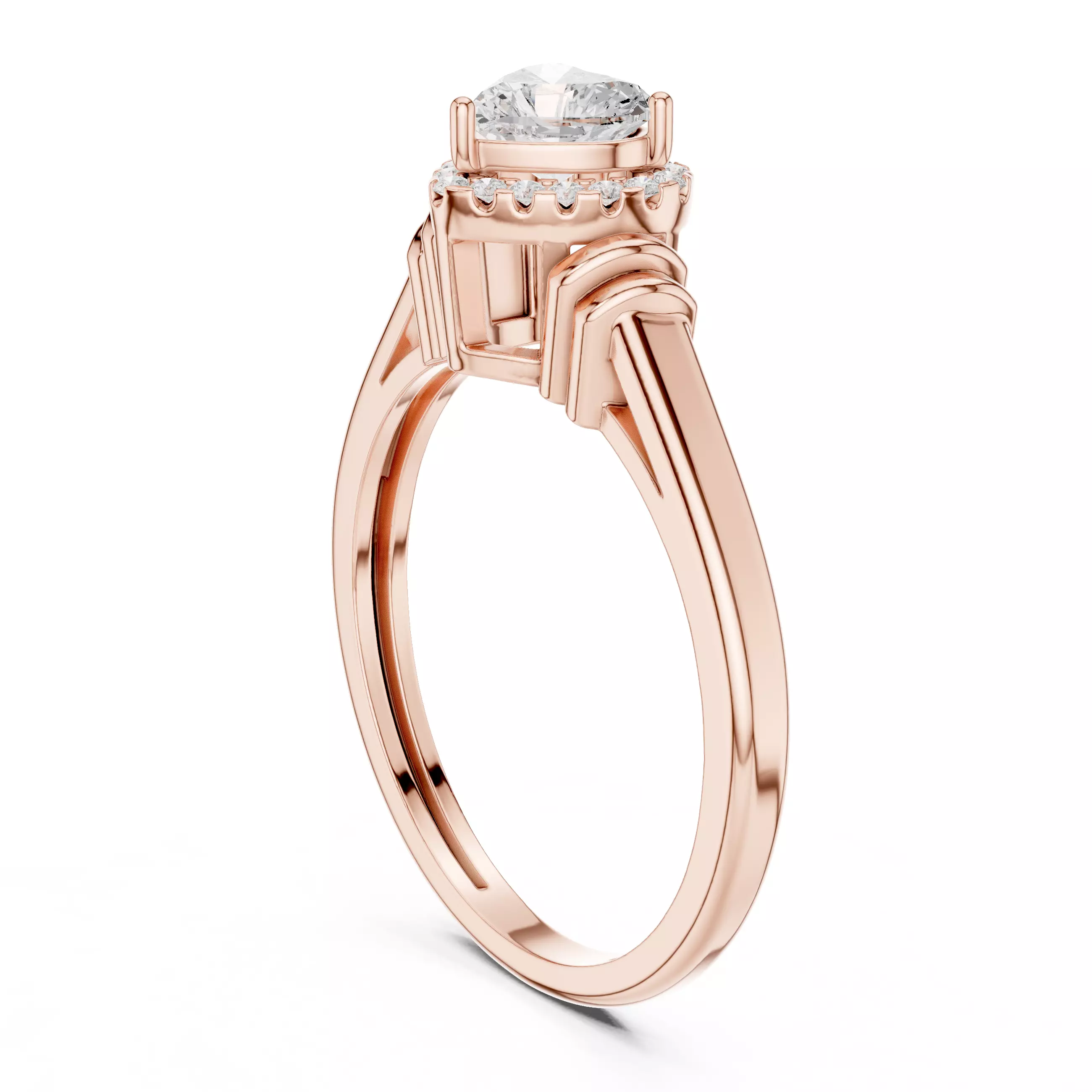 Heart Halo Solitaire Ring 3dm stl renders animation 3D print model_3