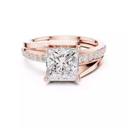 Princess Twisted Shank Solitaire Ring 3dm stl renders