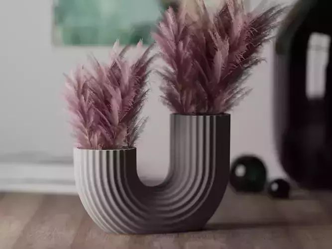 Modern U-Shape Double Tube Vase STL