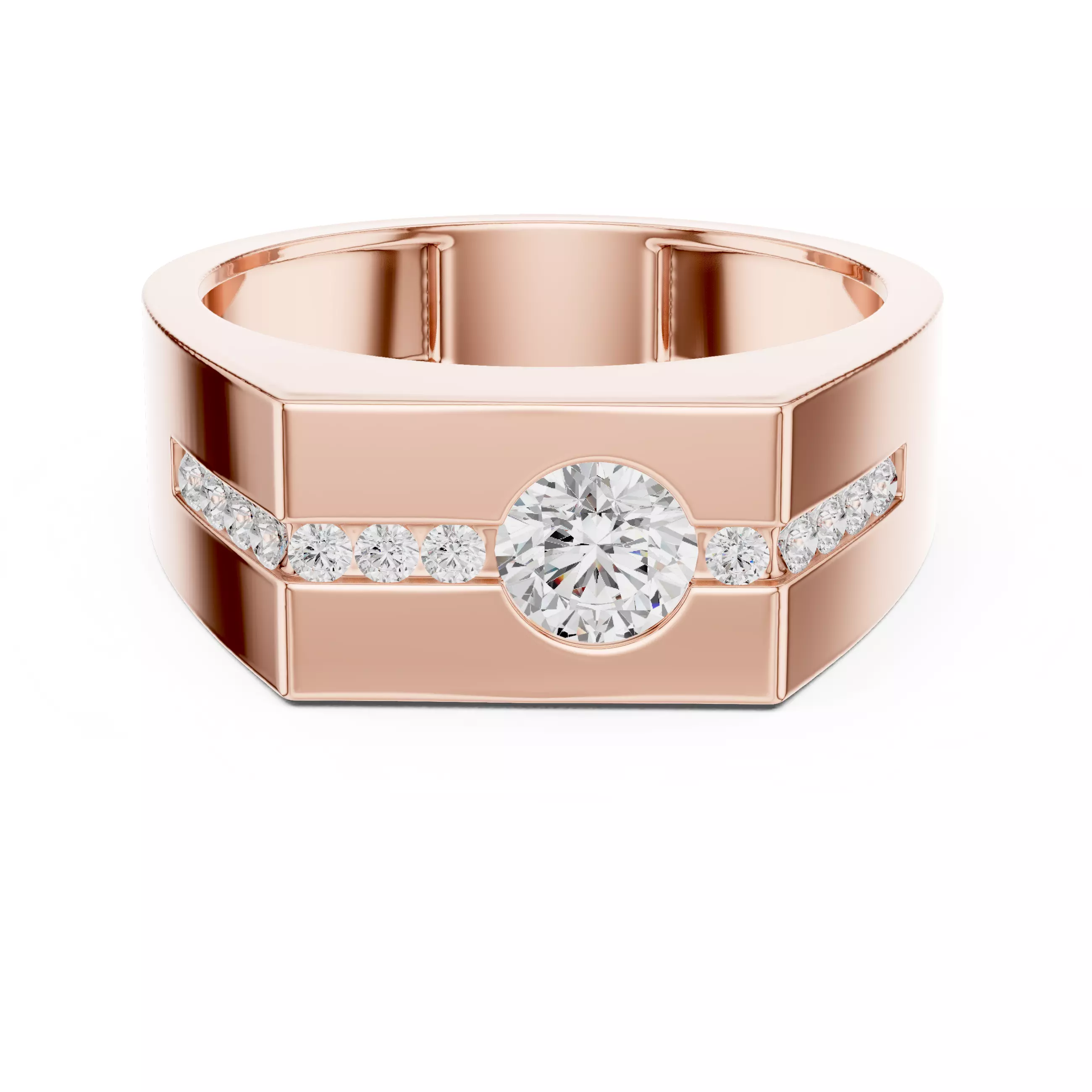 Solitaire Mens Band Ring 3dm stl renders animation videos 3D print model