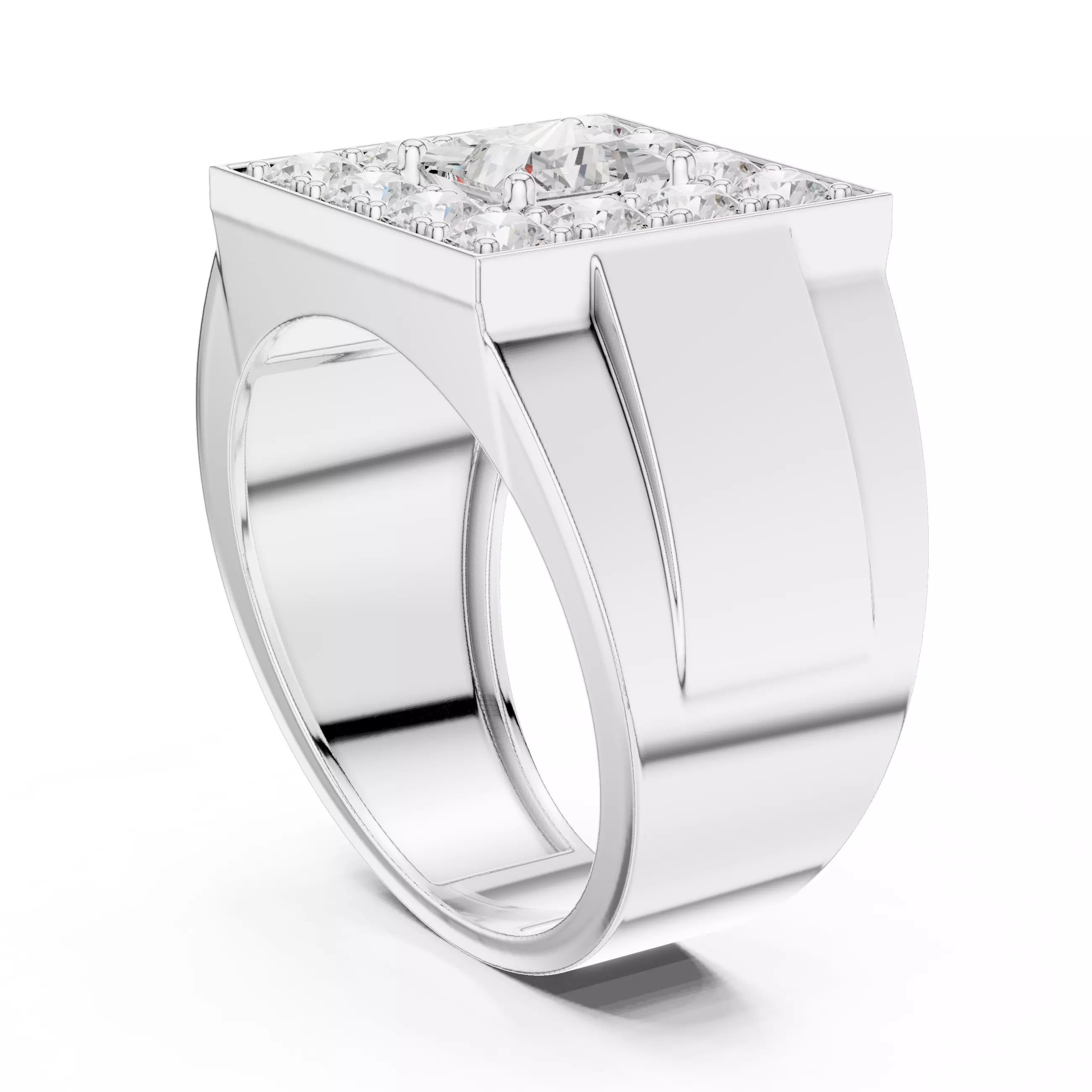 Mens Princess Solitaire Ring 3dm stl renders animation 3D print model_6