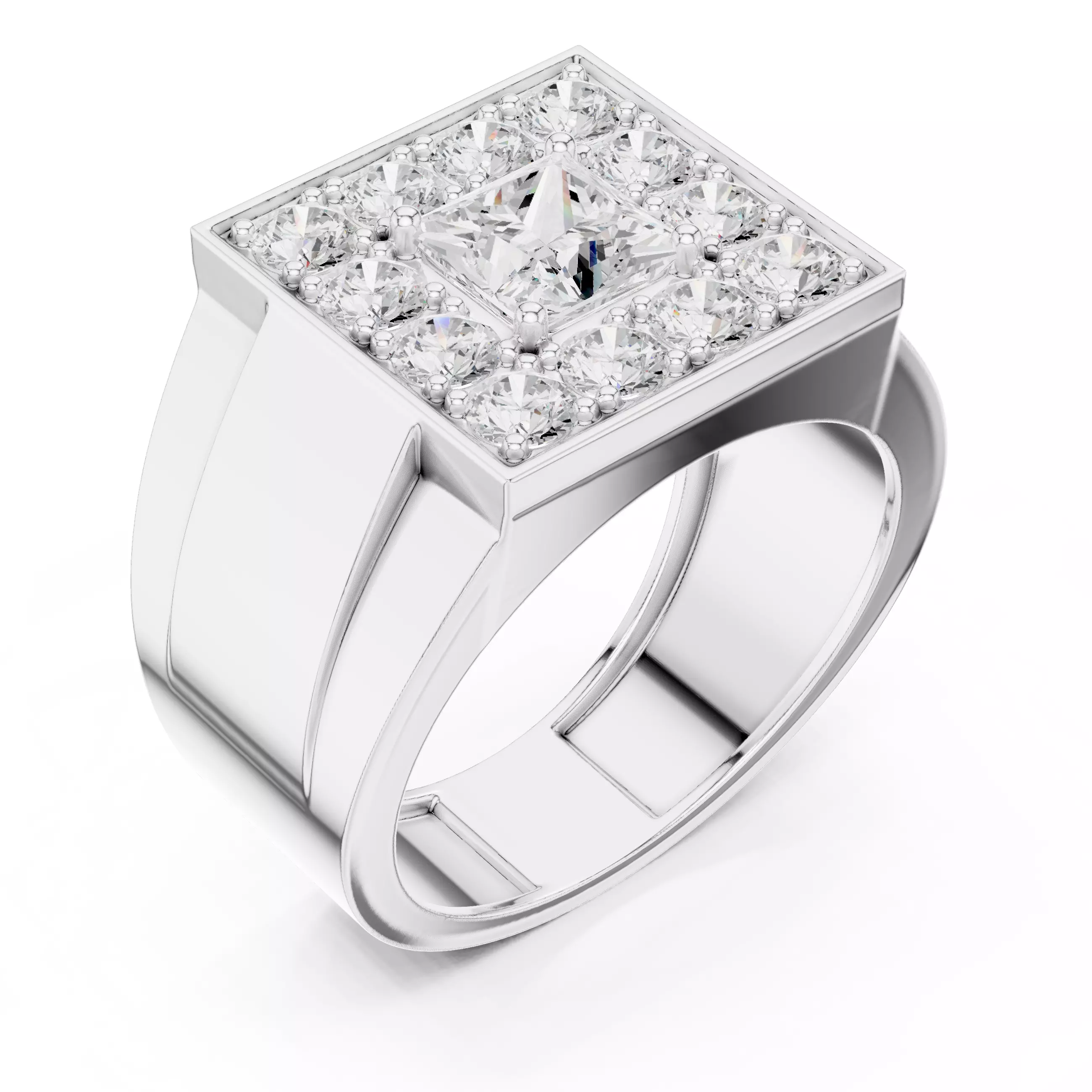 Mens Princess Solitaire Ring 3dm stl renders animation 3D print model_7