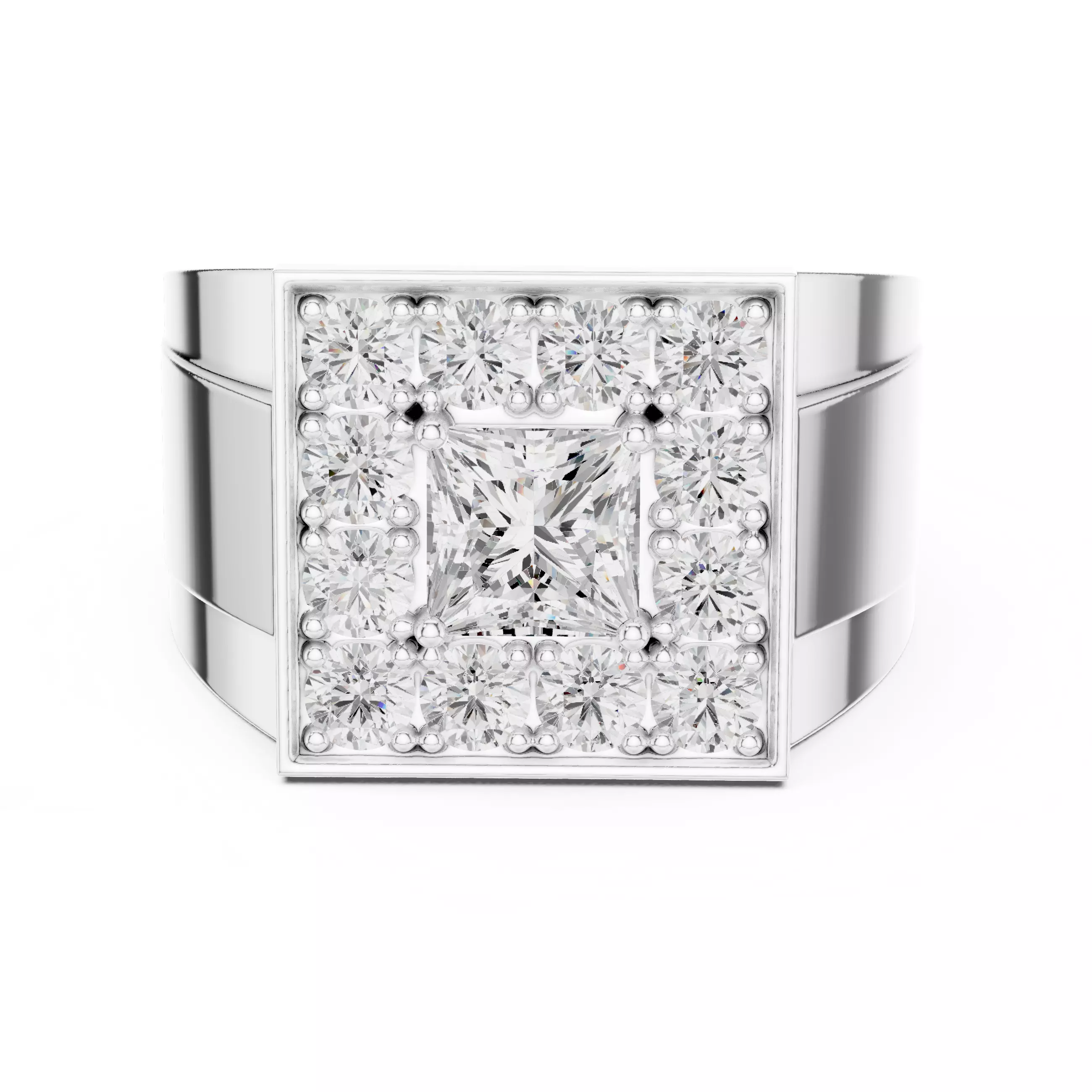 Mens Princess Solitaire Ring 3dm stl renders animation 3D print model_9