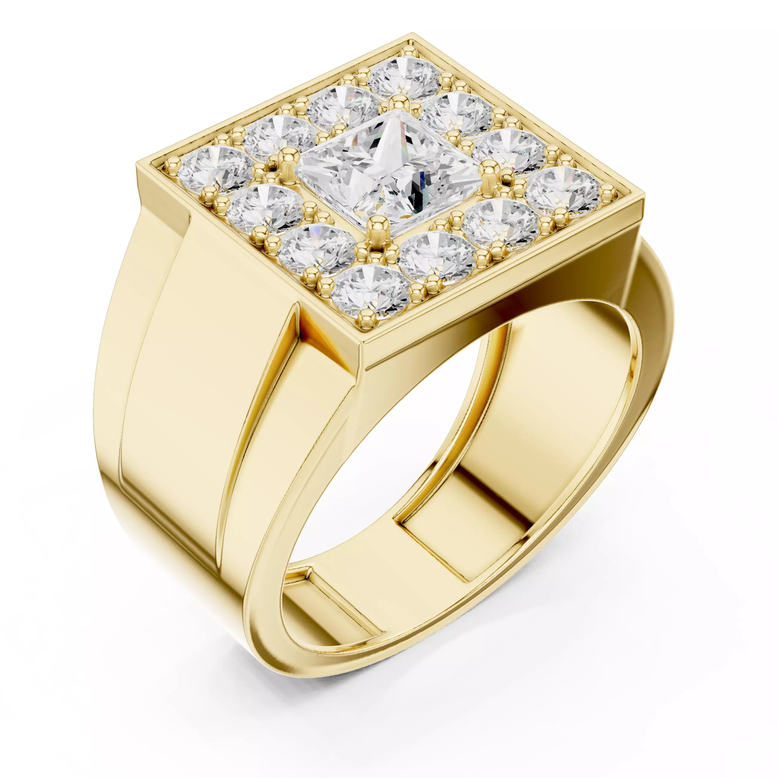 Mens Princess Solitaire Ring 3dm stl renders animation 3D print model_11