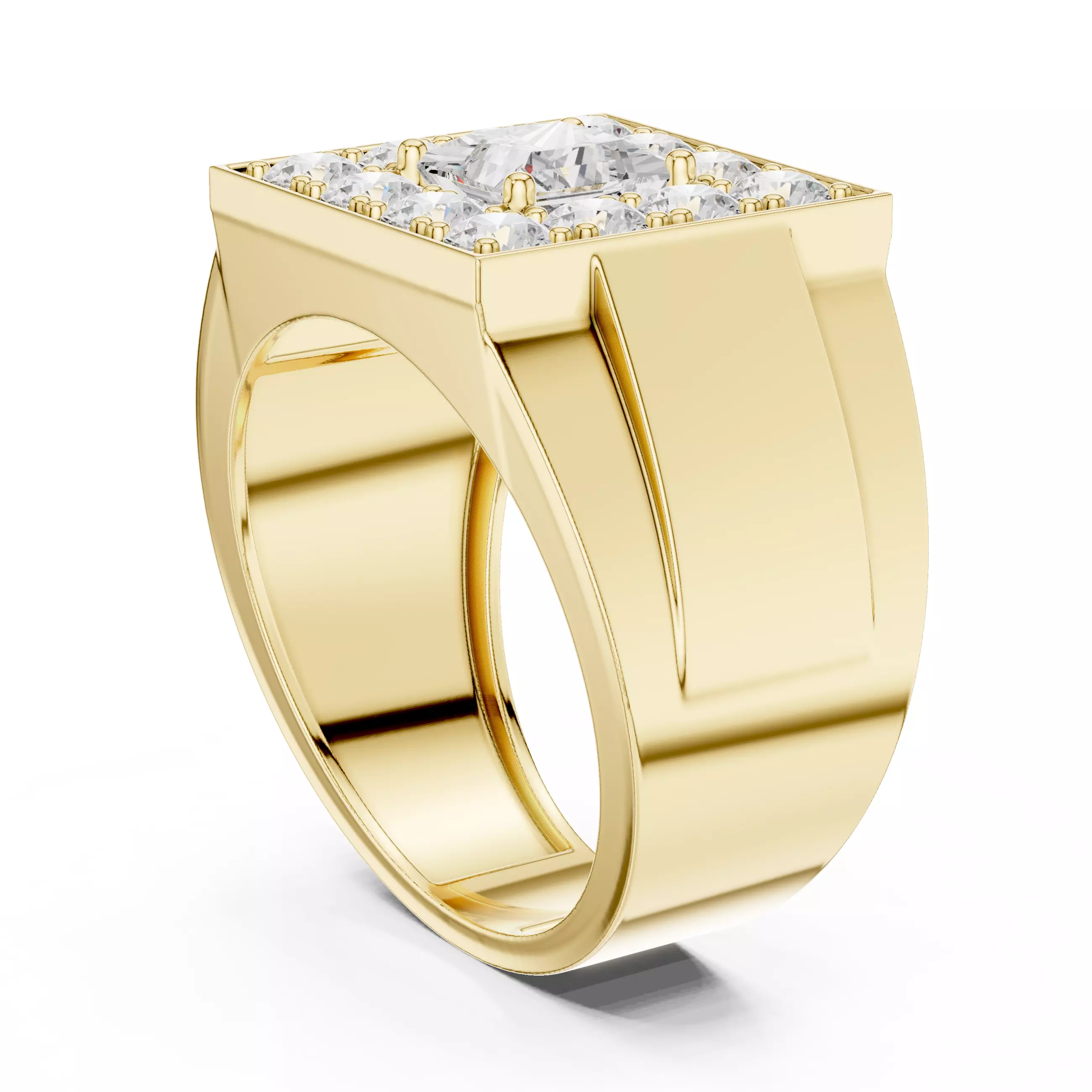 Mens Princess Solitaire Ring 3dm stl renders animation 3D print model_10