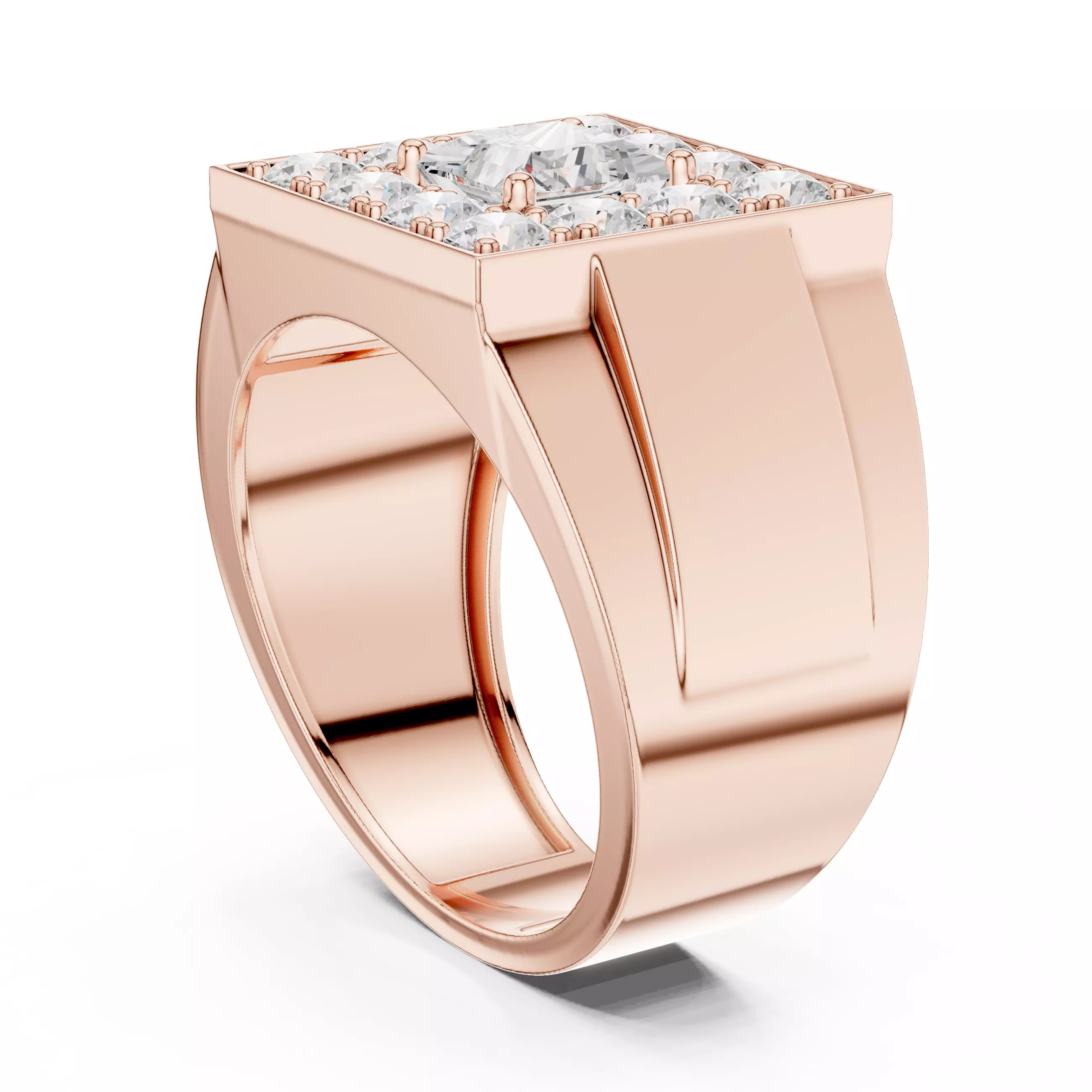 Mens Princess Solitaire Ring 3dm stl renders animation 3D print model_3