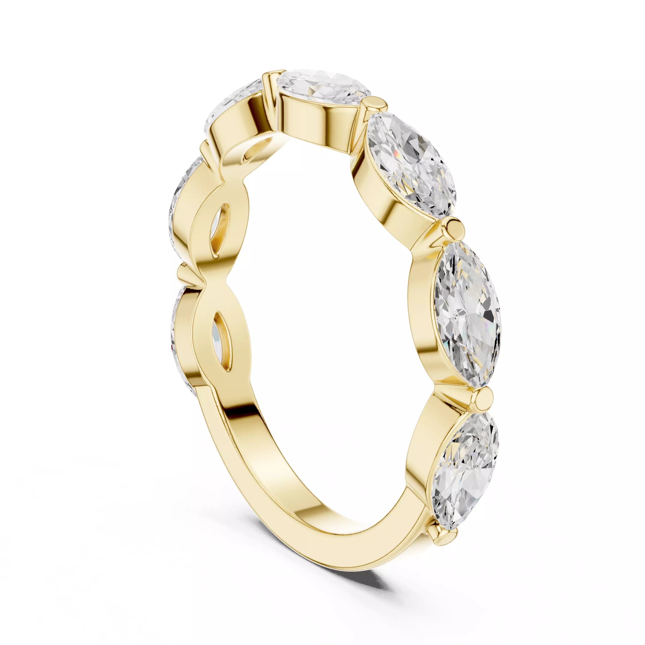 Marquise Eternity Band Ring 3dm stl renders animation 3D print model_10