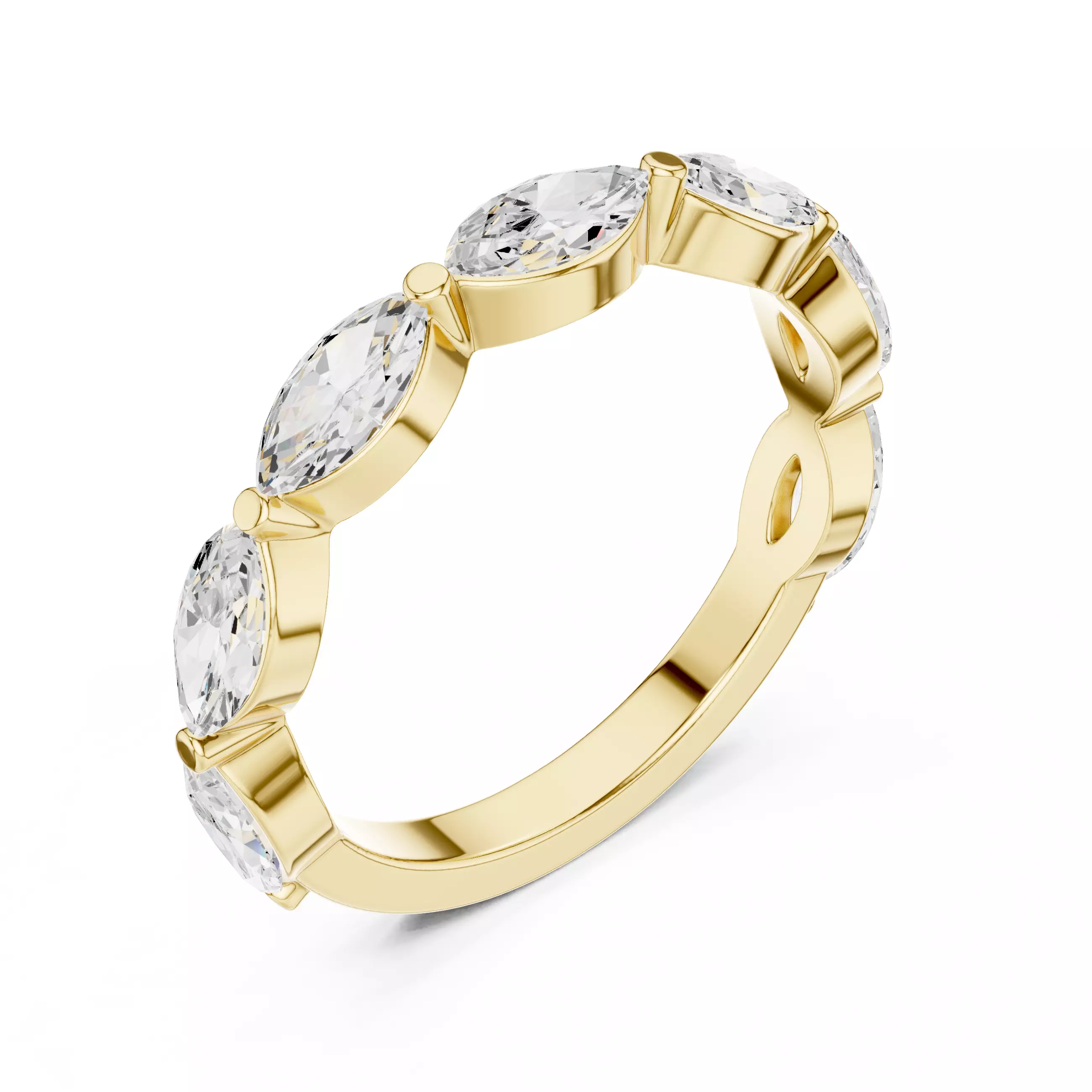 Marquise Eternity Band Ring 3dm stl renders animation 3D print model_11