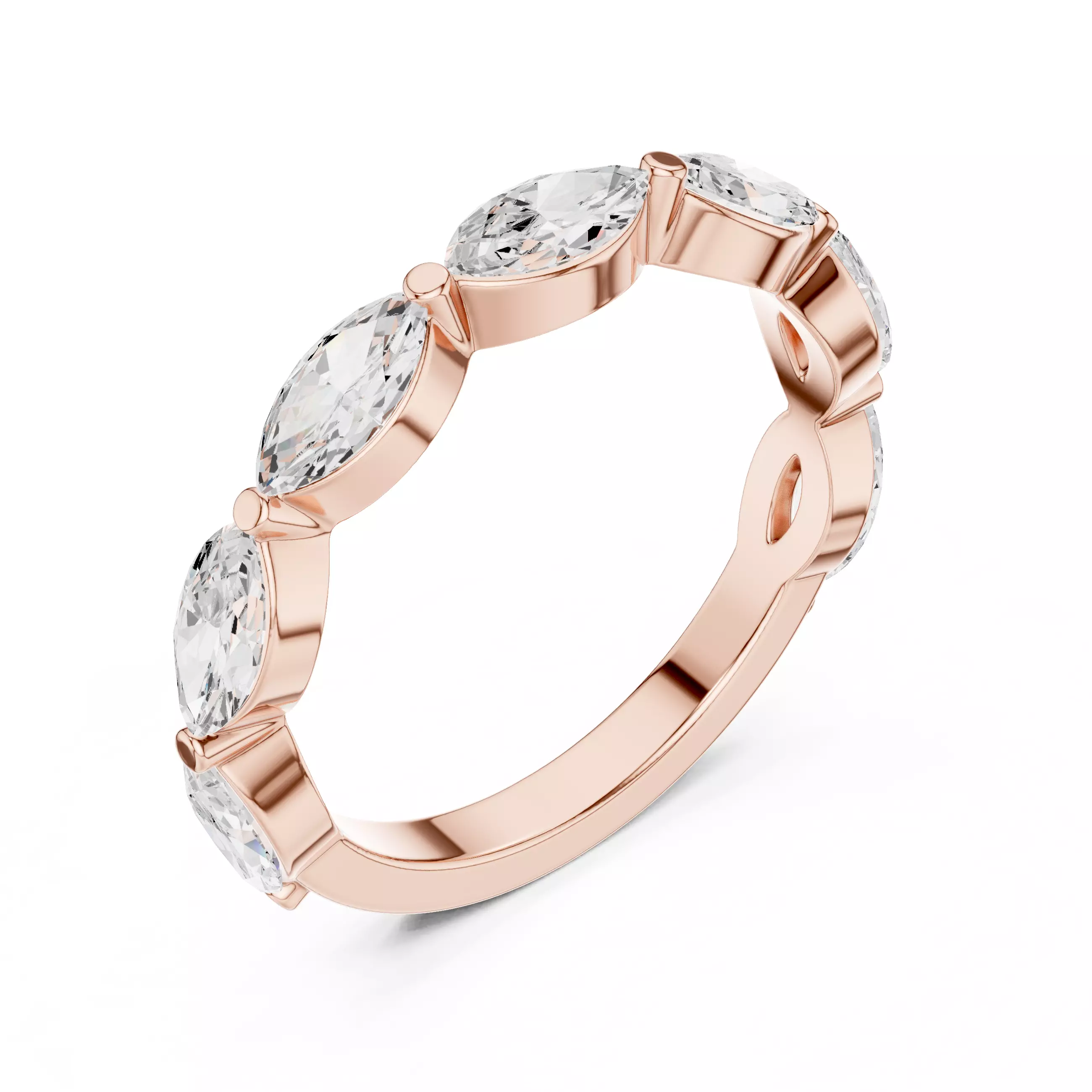 Marquise Eternity Band Ring 3dm stl renders animation 3D print model_4