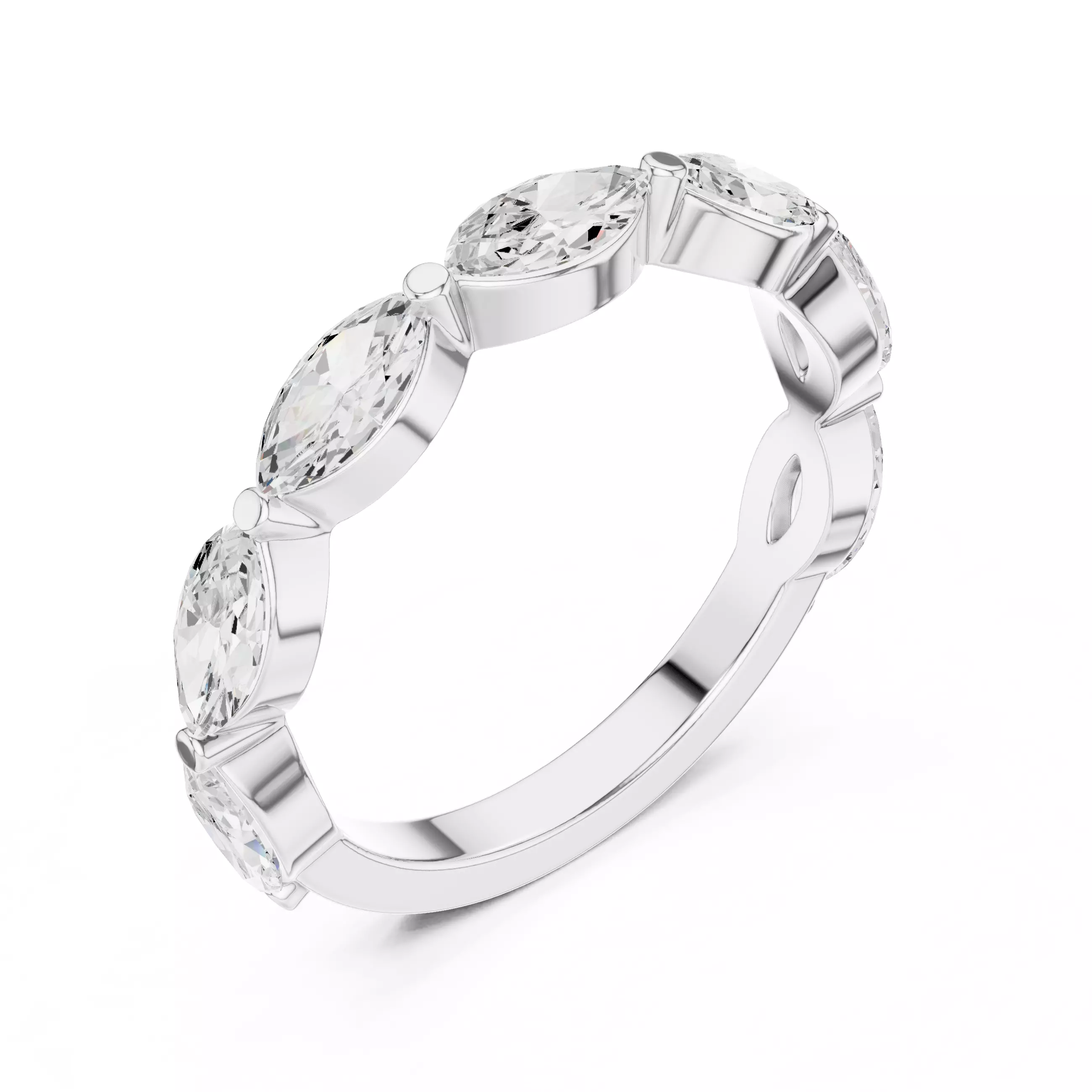 Marquise Eternity Band Ring 3dm stl renders animation 3D print model_7
