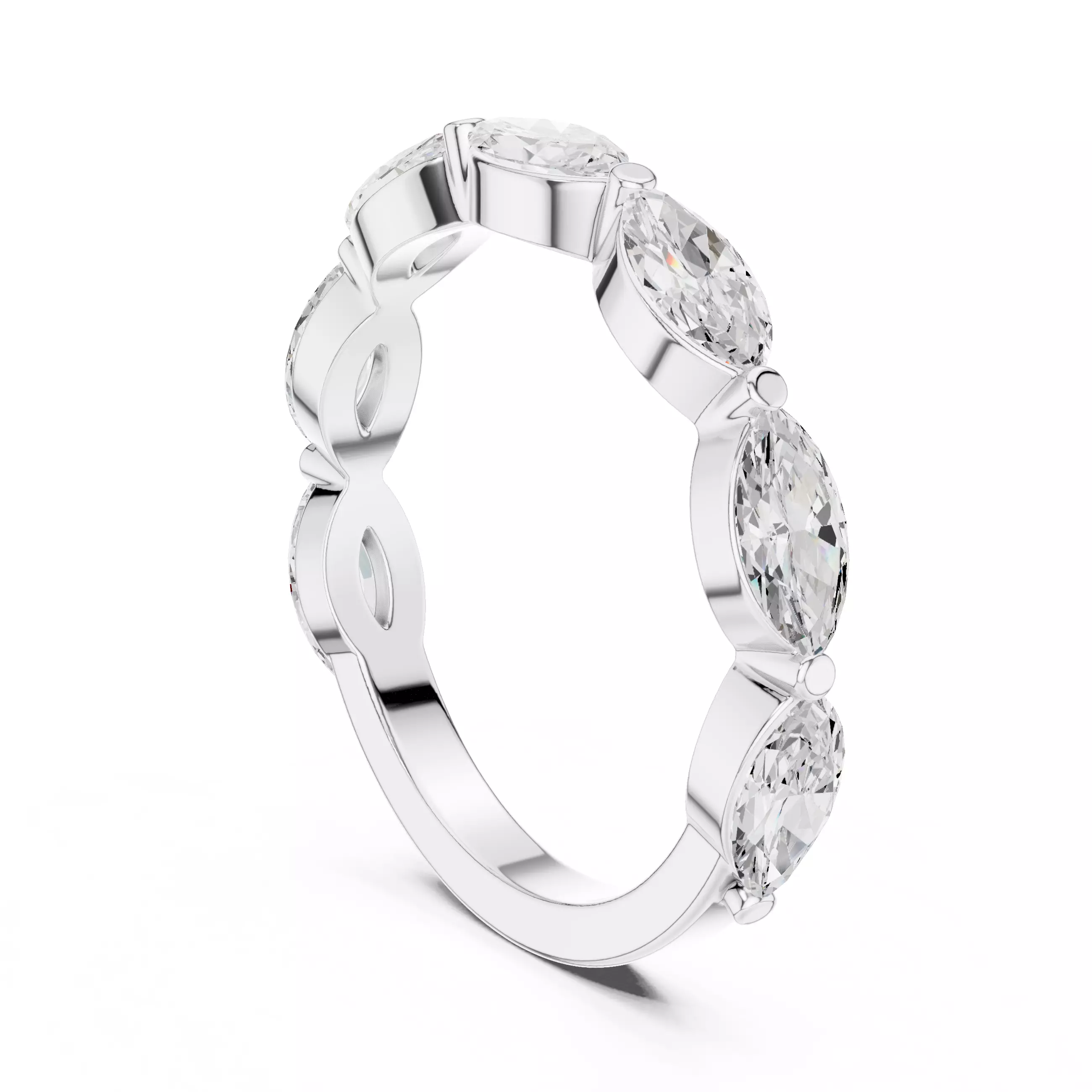 Marquise Eternity Band Ring 3dm stl renders animation 3D print model_6