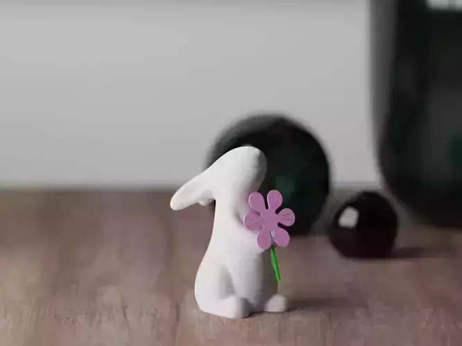 Cute Bunny Holding Flower STL