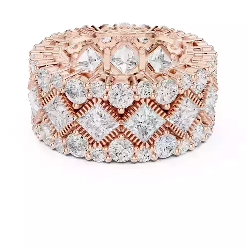 Unisex Princess Eternity Band Ring 3dm stl renders animation