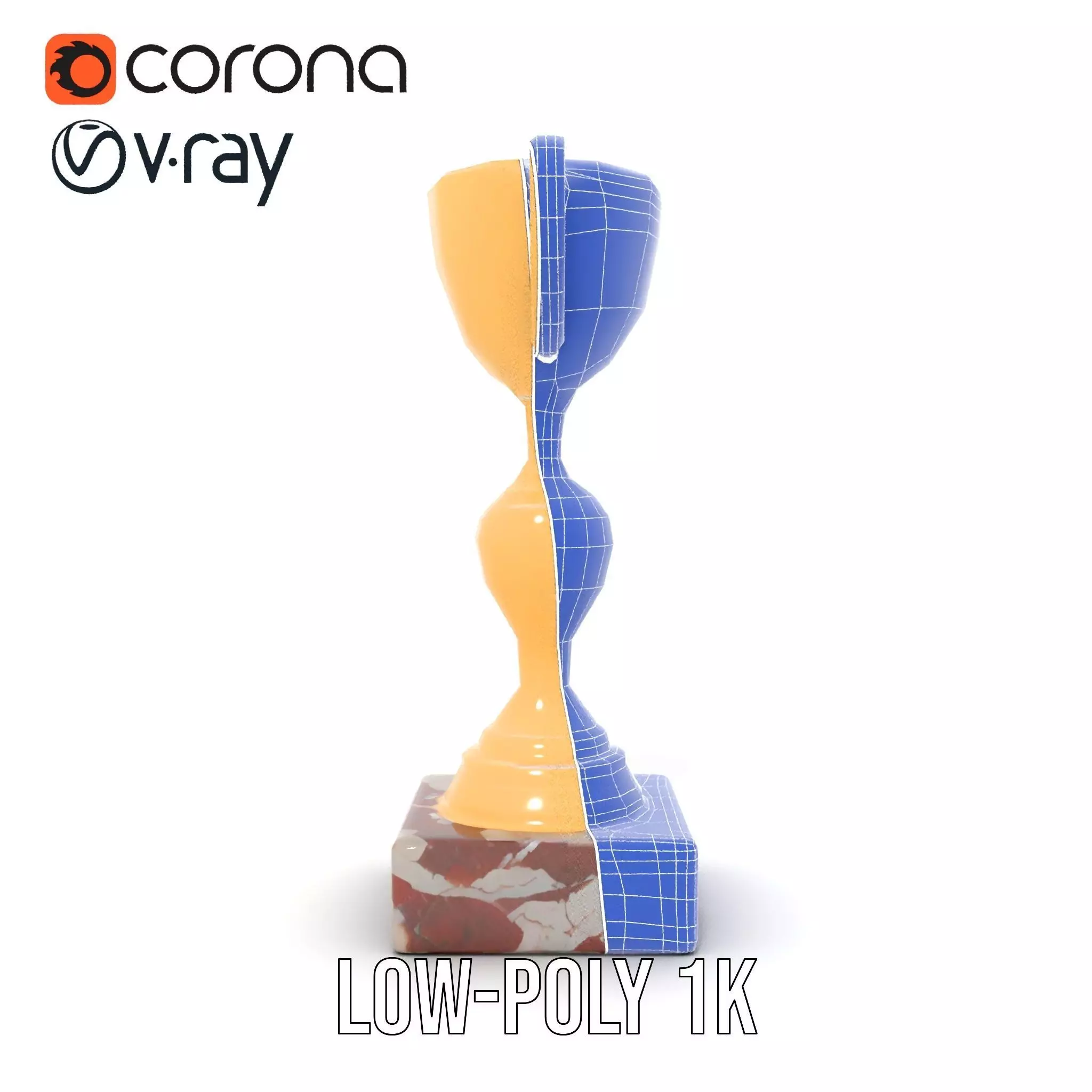 Elegant Gold Trophy model pack Low-poly 3D model_31