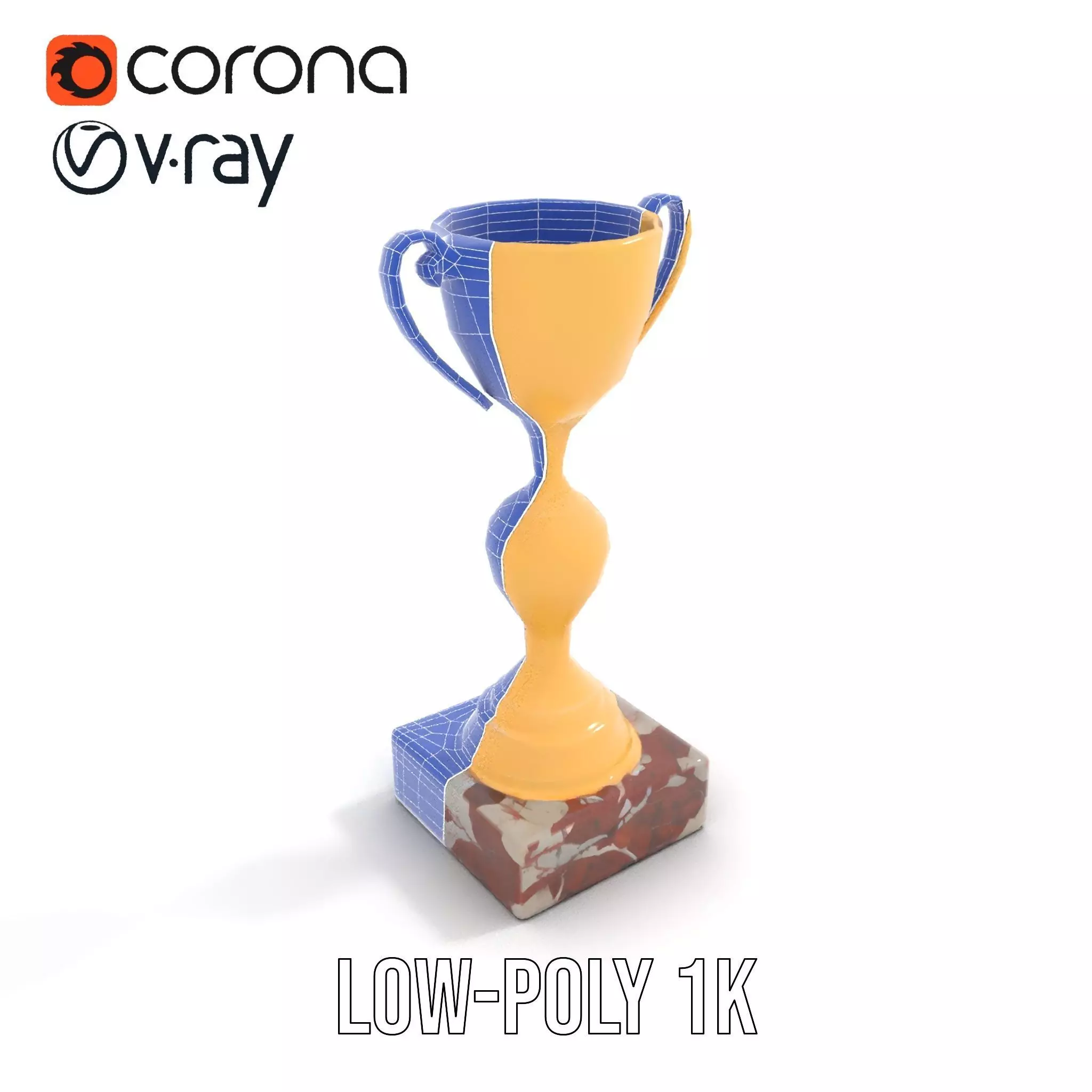 Elegant Gold Trophy model pack Low-poly 3D model_14