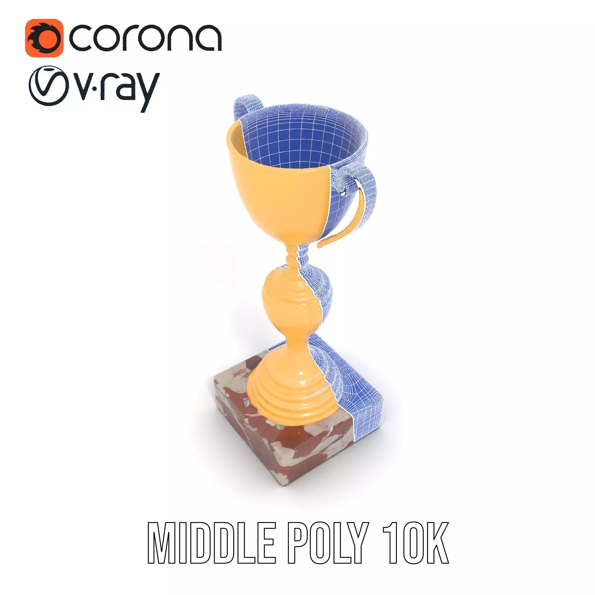 Elegant Gold Trophy model pack Low-poly 3D model_21