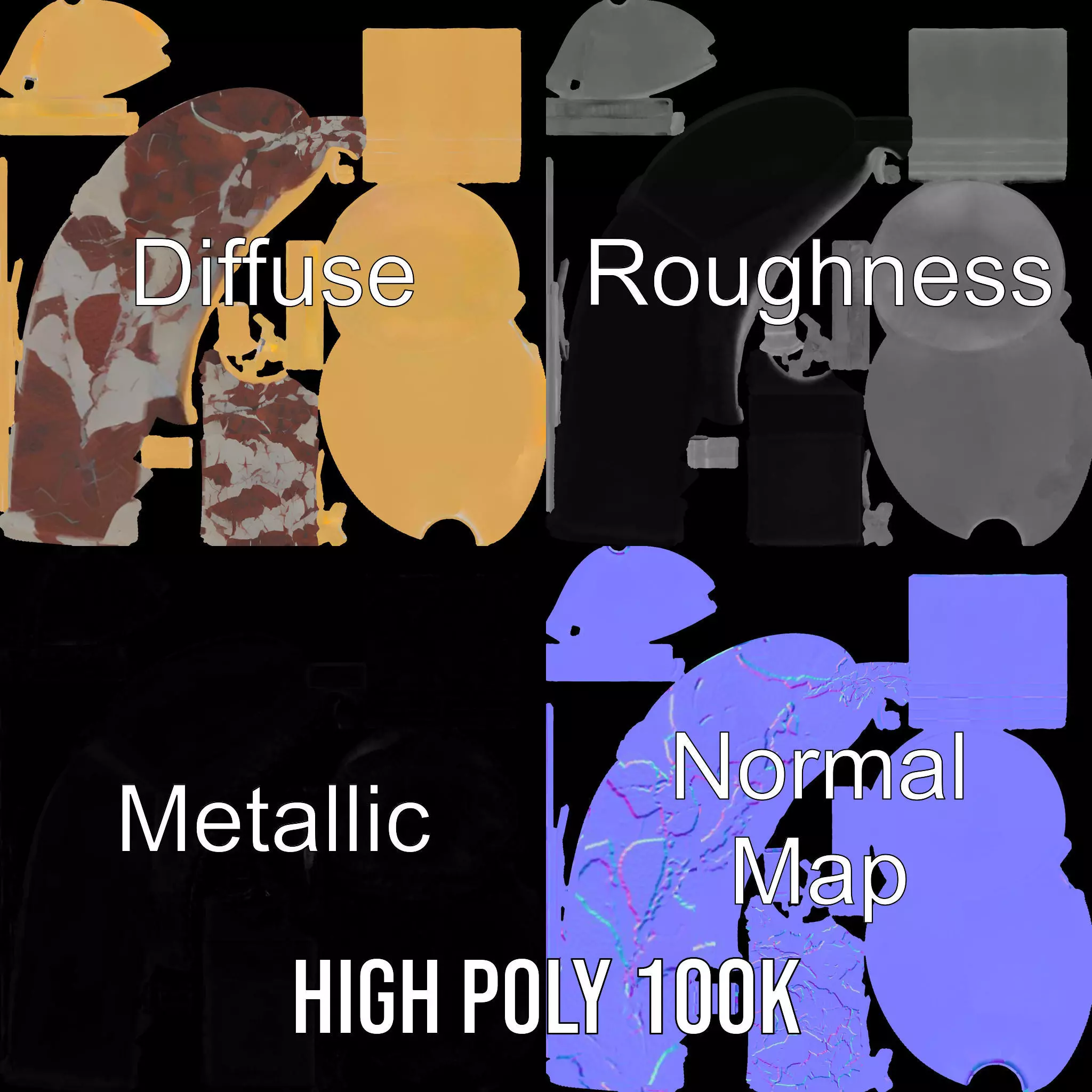 Elegant Gold Trophy model pack Low-poly 3D model_3