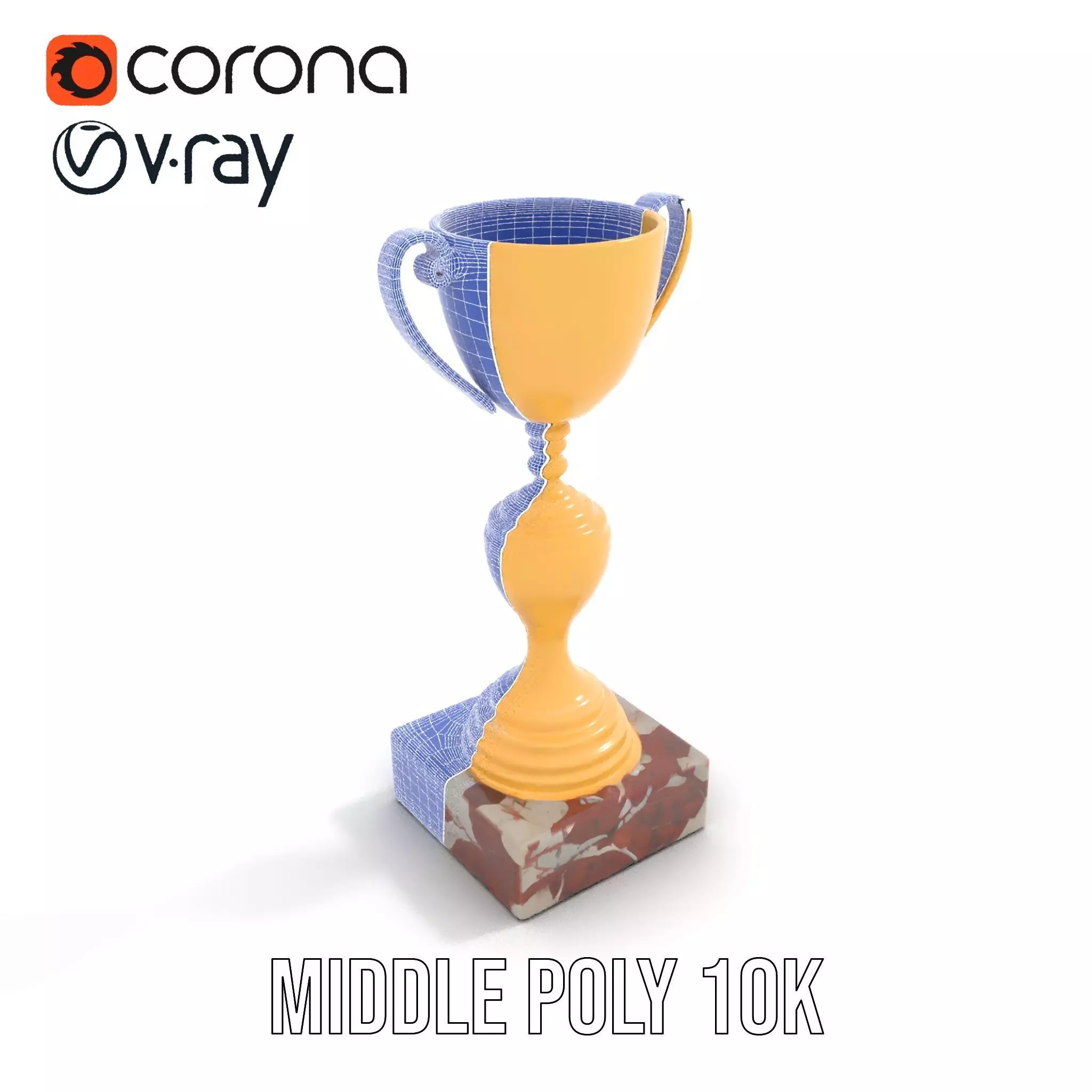 Elegant Gold Trophy model pack Low-poly 3D model_24
