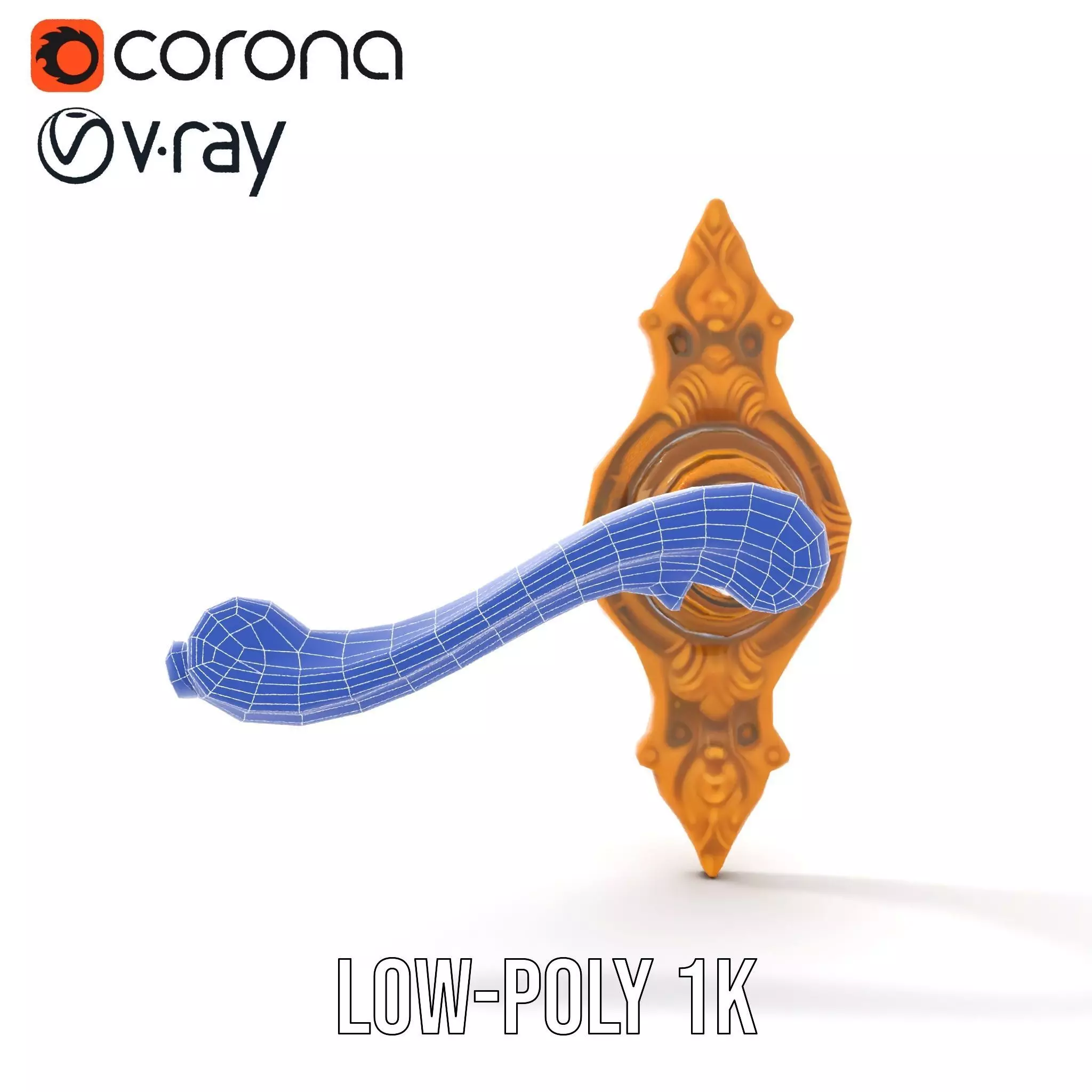 Ornate Gold Door Handle model pack Low-poly 3D model_23