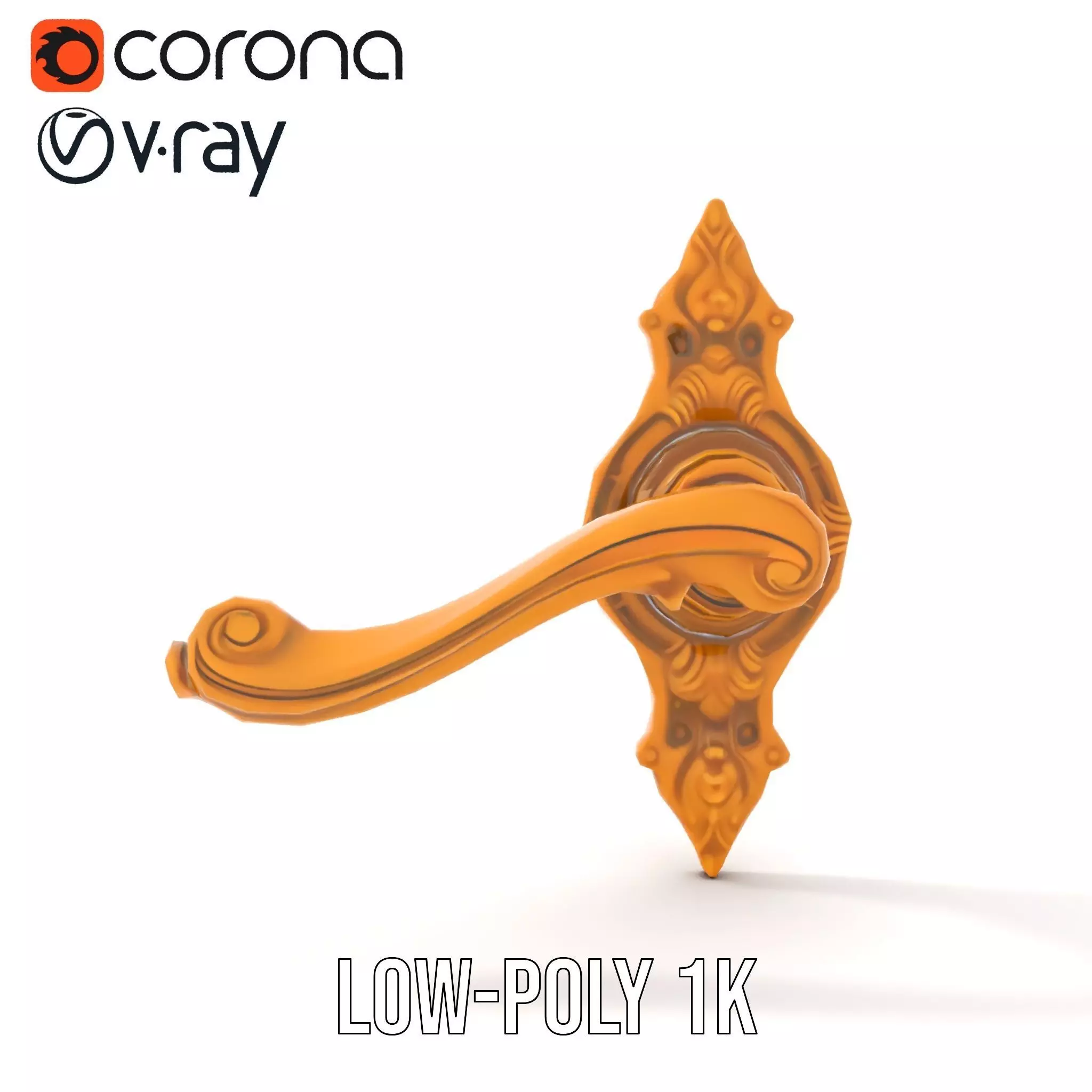 Ornate Gold Door Handle model pack Low-poly 3D model_30