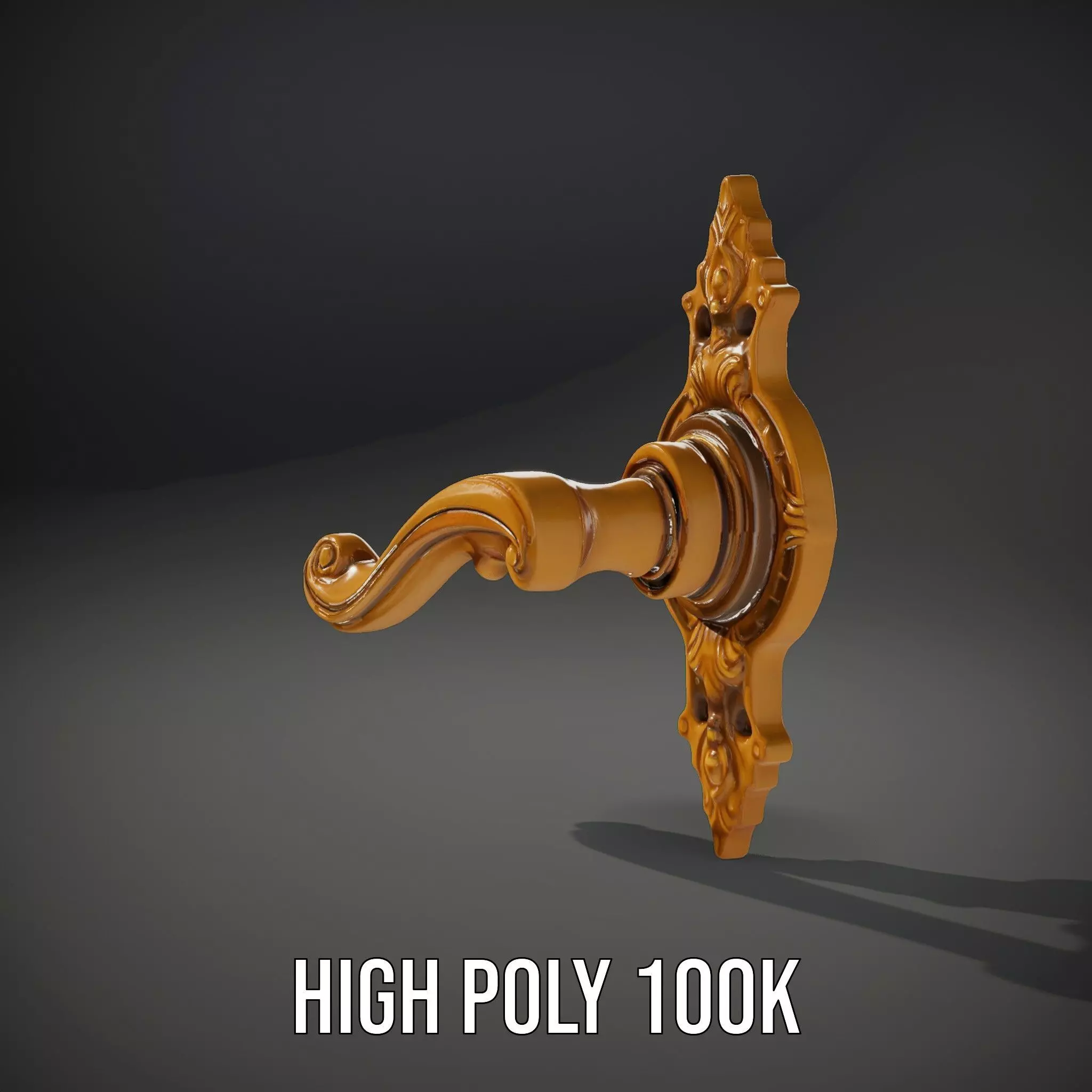 Ornate Gold Door Handle model pack Low-poly 3D model_8