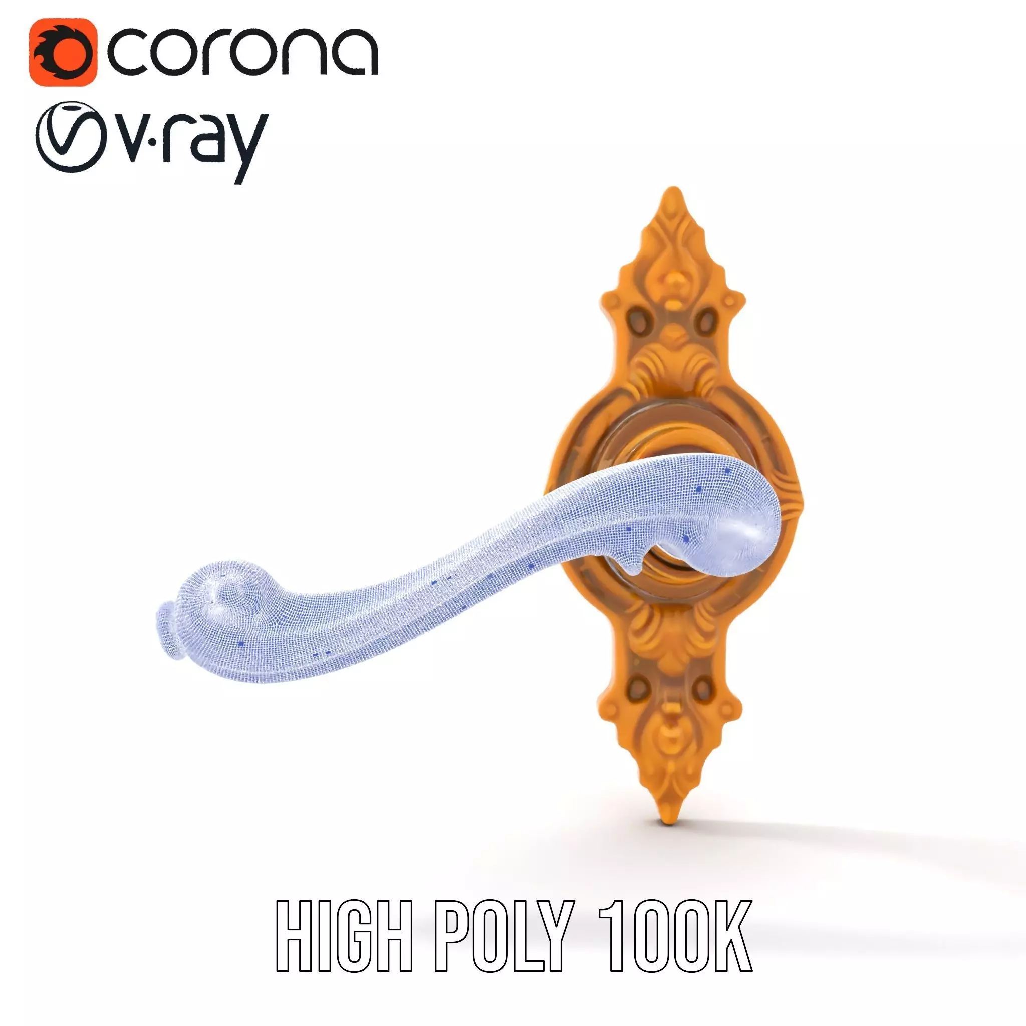 Ornate Gold Door Handle model pack Low-poly 3D model_34