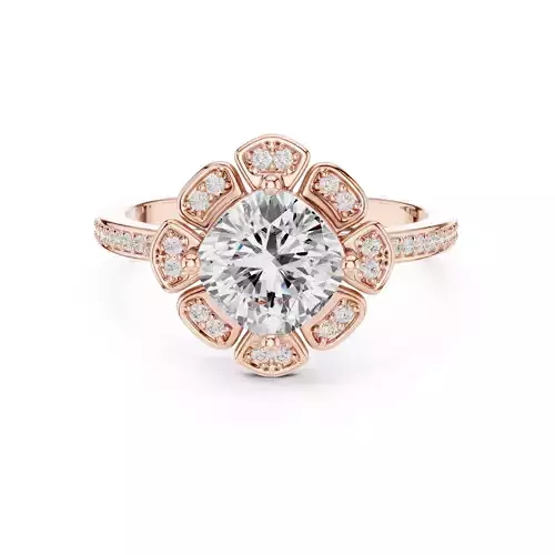 Flower Halo Solitaire Ring 3dm stl renders animation videos