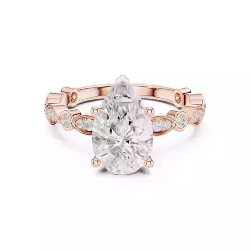 Pear Solitaire Ring 3dm stl renders animation videos details 