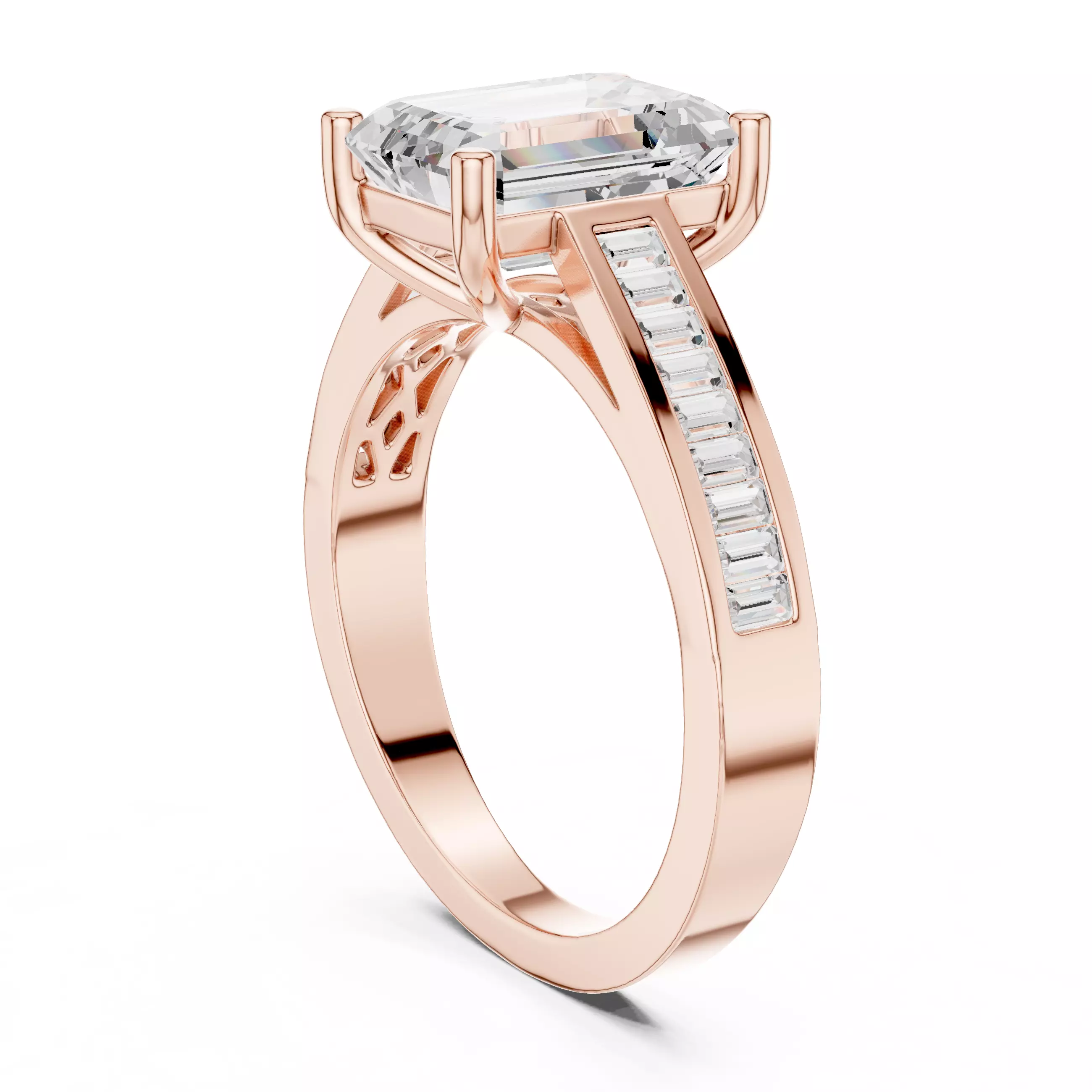 Emerald Solitaire Ring 3dm stl renders animation videos details 3D print model_3