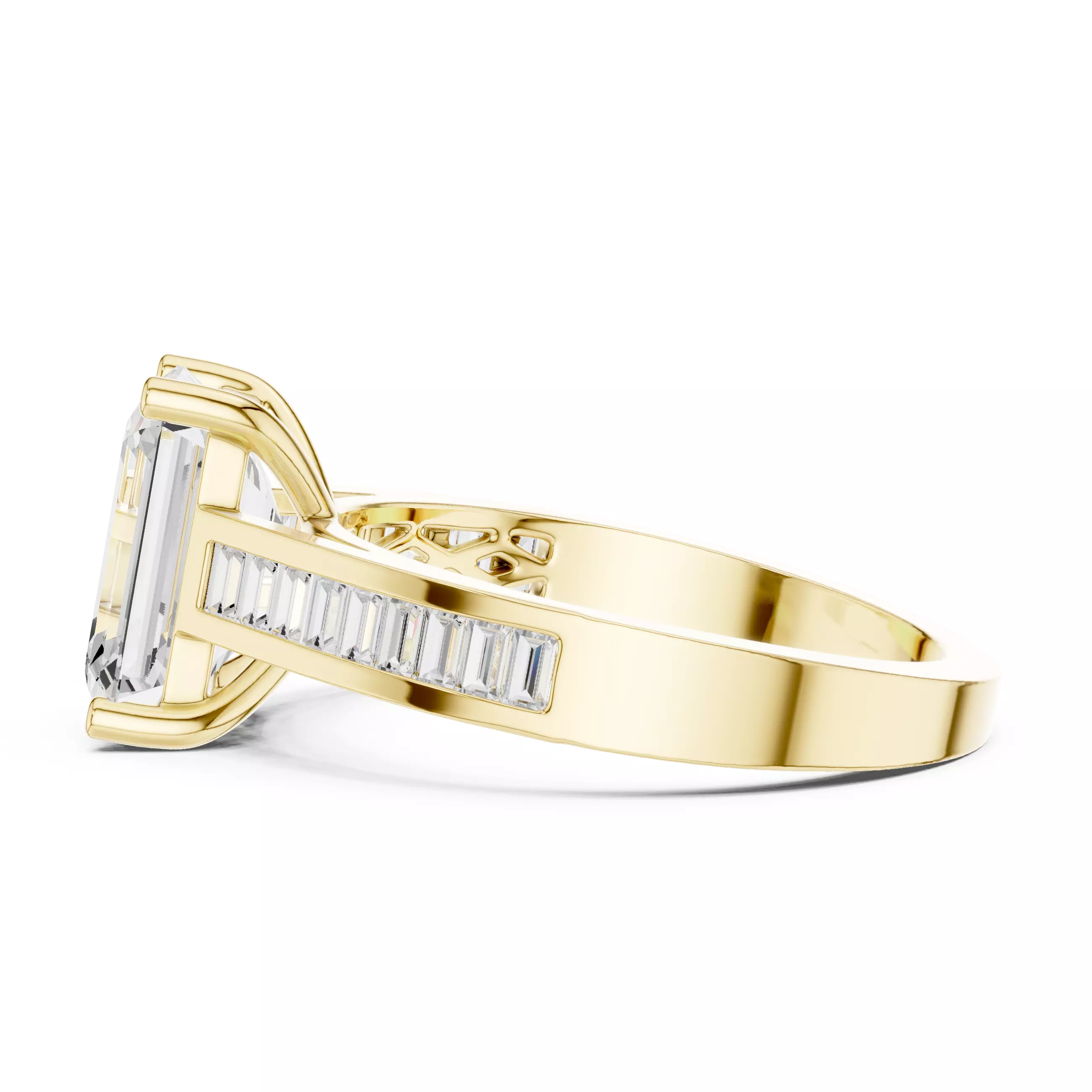 Emerald Solitaire Ring 3dm stl renders animation videos details 3D print model_12