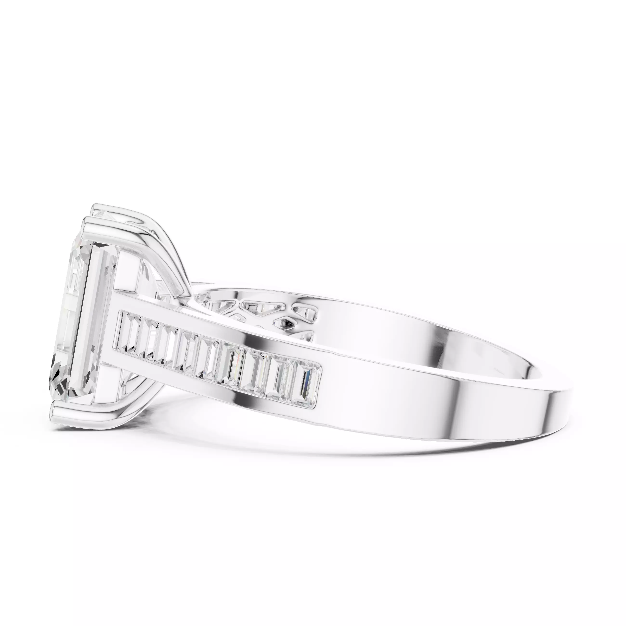 Emerald Solitaire Ring 3dm stl renders animation videos details 3D print model_8